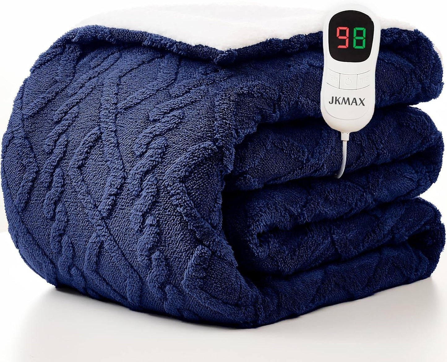 Heated Electric Blanket Twin Size-62"x84" Heating Blanket with 10 Heating Levels & 5 Time Settings Over-Heat Protection，Winter Warmer for Adults with ETL Certification（Navy Blue）