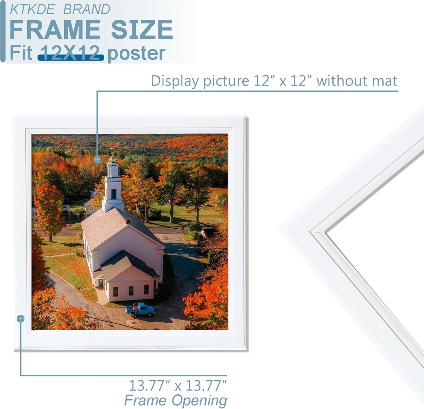 KTKDE 12x12 Picture Frame Set of 5, Wooden frames White, Wall Hanging Display, Best Square Photo Frame Studio Gallery for Photos, Posters & Art Prints