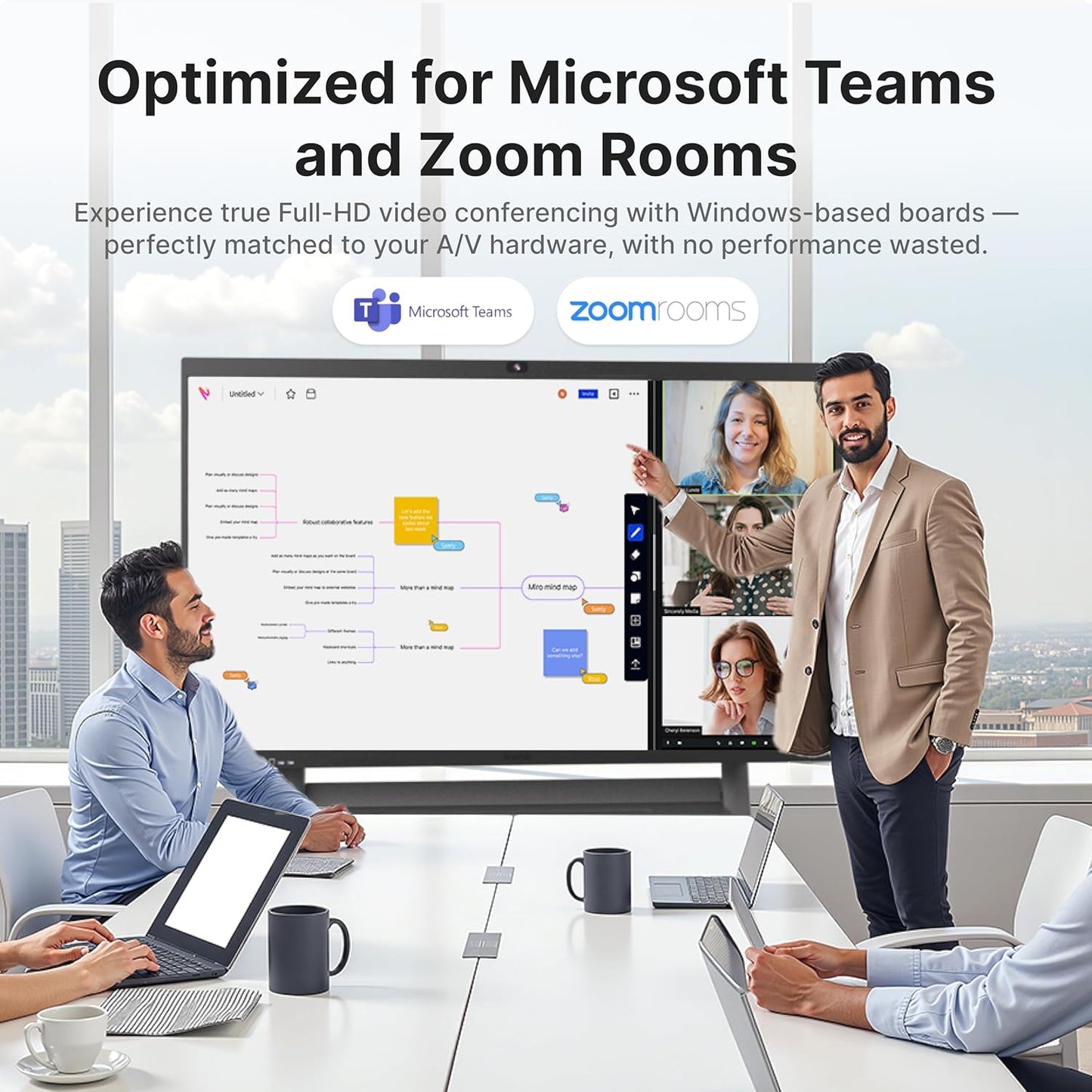 NearHub S Pro 4K UHD Smart Board,55"Windows 11 Interactive Whiteboard for Business&Education,Touchscreen Display with Built-In Camera & Microphones,All-in-One Collaboration Device for Hybrid Meetings