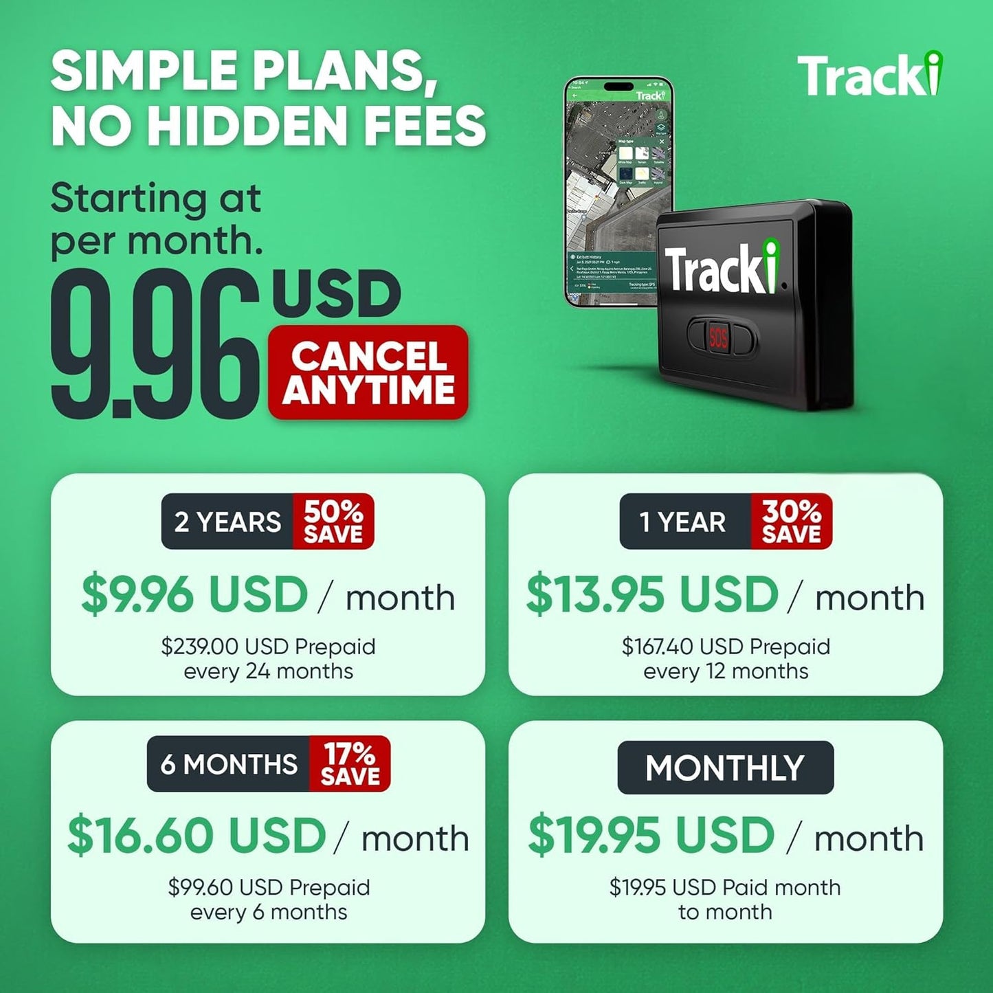 Tracki GPS Tracker with Waterproof Magnetic Mini Box and +3500mAh Battery Extender for Vehicles - 4G LTE Subscription Needed - US-Made Tech Small GPS Tracking Device for Car, US & Worldwide. (Set)