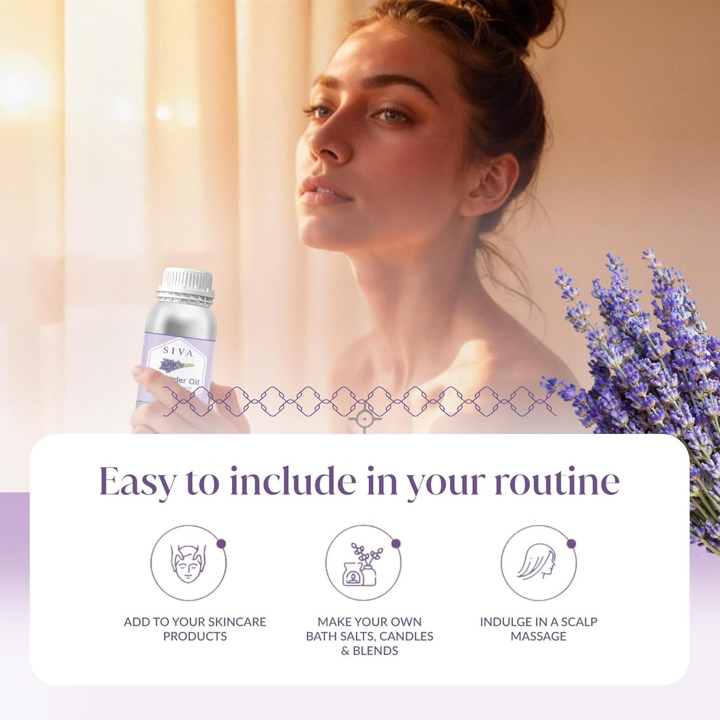 Siva Lavender Essential Oil – 32 Fl Oz – 100% Natural Lavender Oil - for Diffuser, Hair Care, Face, Skin Care, Aromatherapy, Scalp and Body Massage, Soap and Candle Making