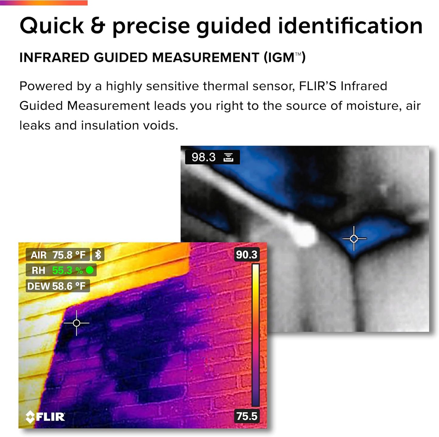 FLIR MR160 - Thermal Imaging Moisture Meter - with IGM (Infrared Guided Measurement), Pin and Pinless