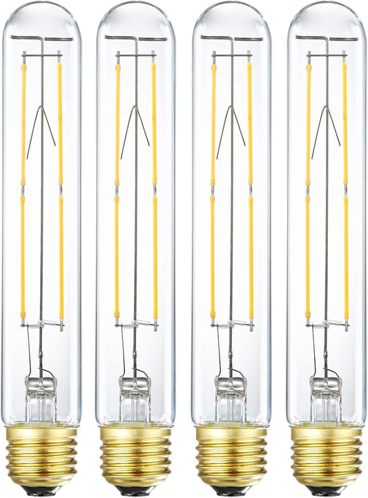 XININSUN T10 LED Bulb 6W Equal E26 LED Bulb 60 Watt dimmable Neutral White 4000K E26 Edison Bulb AC120V 600lm Tubular Light Bulb T9 for Rustic Pendant,Island,Chandeliers,Wall sconces Pack of 4