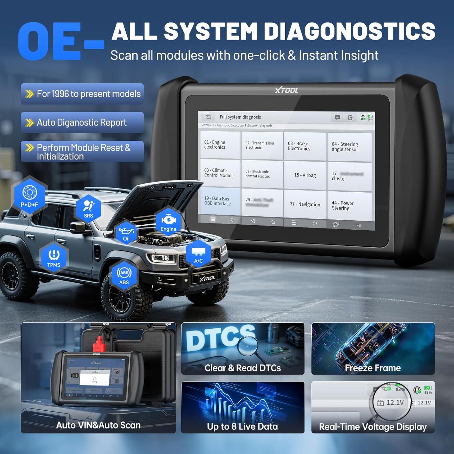 XTOOL IP819 V2.0 Bidirectional Scan Tool, 2025 Upgraded of D7 OBD2 Diagnostic Scanner with Active Test, PMI Function, 39+ Resets, ECU C0ding, FCA AutoAuth, All Systems Scanner for Cars, 3-Year Update