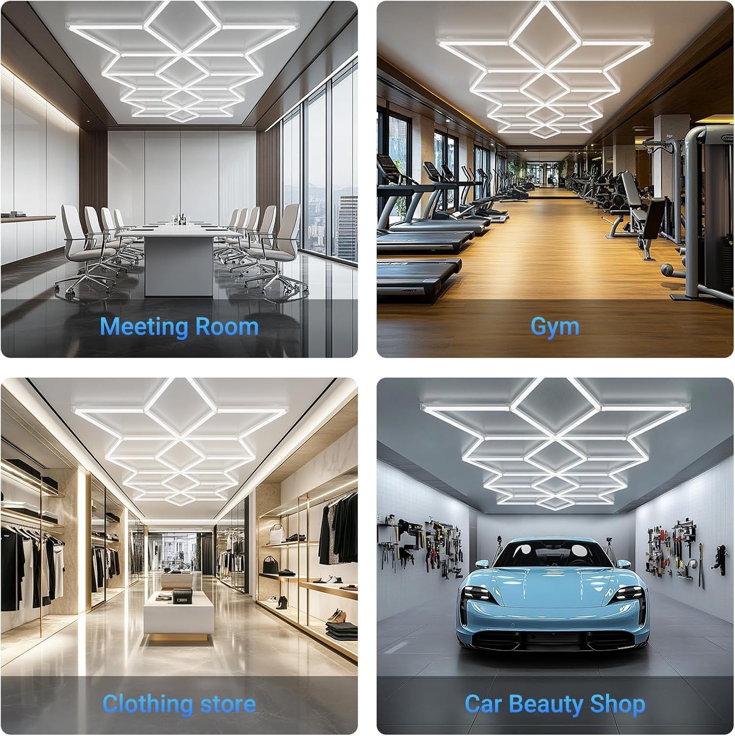 Rhombus LED Garage Light - Hexagonal Snow Lights, 710W 78100LM Super Bright Garage Ceiling Lights, Larger Size Honeycomb Light for Warehouse, Workshop, Gym, Car Basement