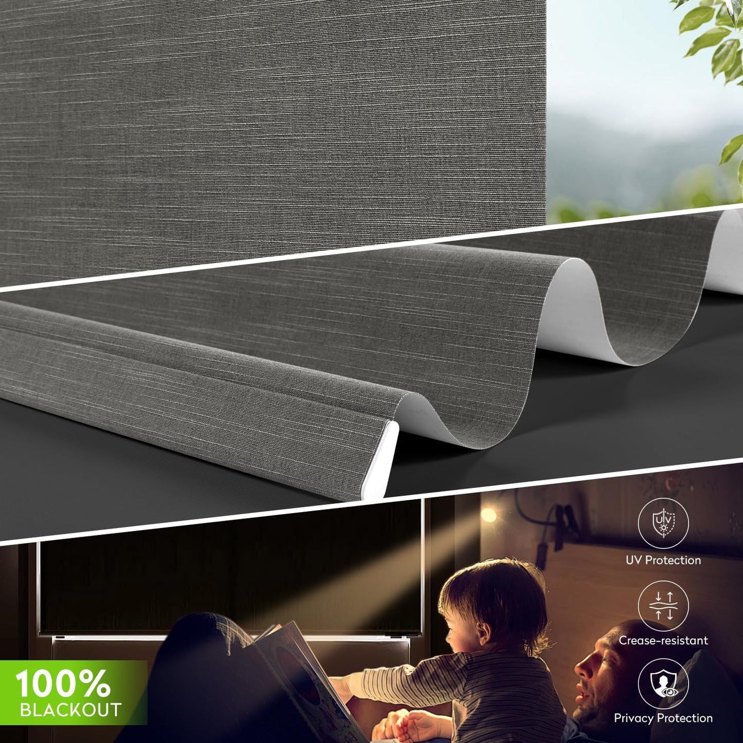 ZSTARR Motorized Blackout Roller Blinds with Remote Control,Rechargeable Smart Window Shades Compatible with Alexa Google via Hub,Fabric Wrapped Valance, Custom Size (Dark Gray)