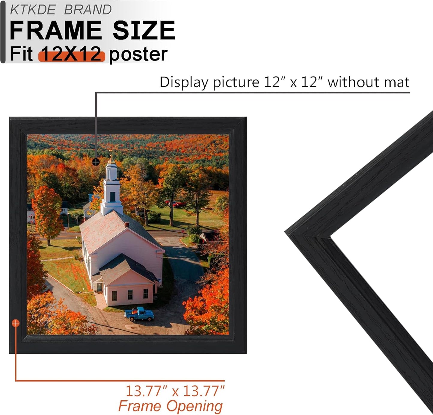 KTKDE 12x12 Picture Frame Set of 5, Wooden frames black, Wall Hanging Display, Best Square Photo Frame Studio Gallery for Photos, Posters & Art Prints