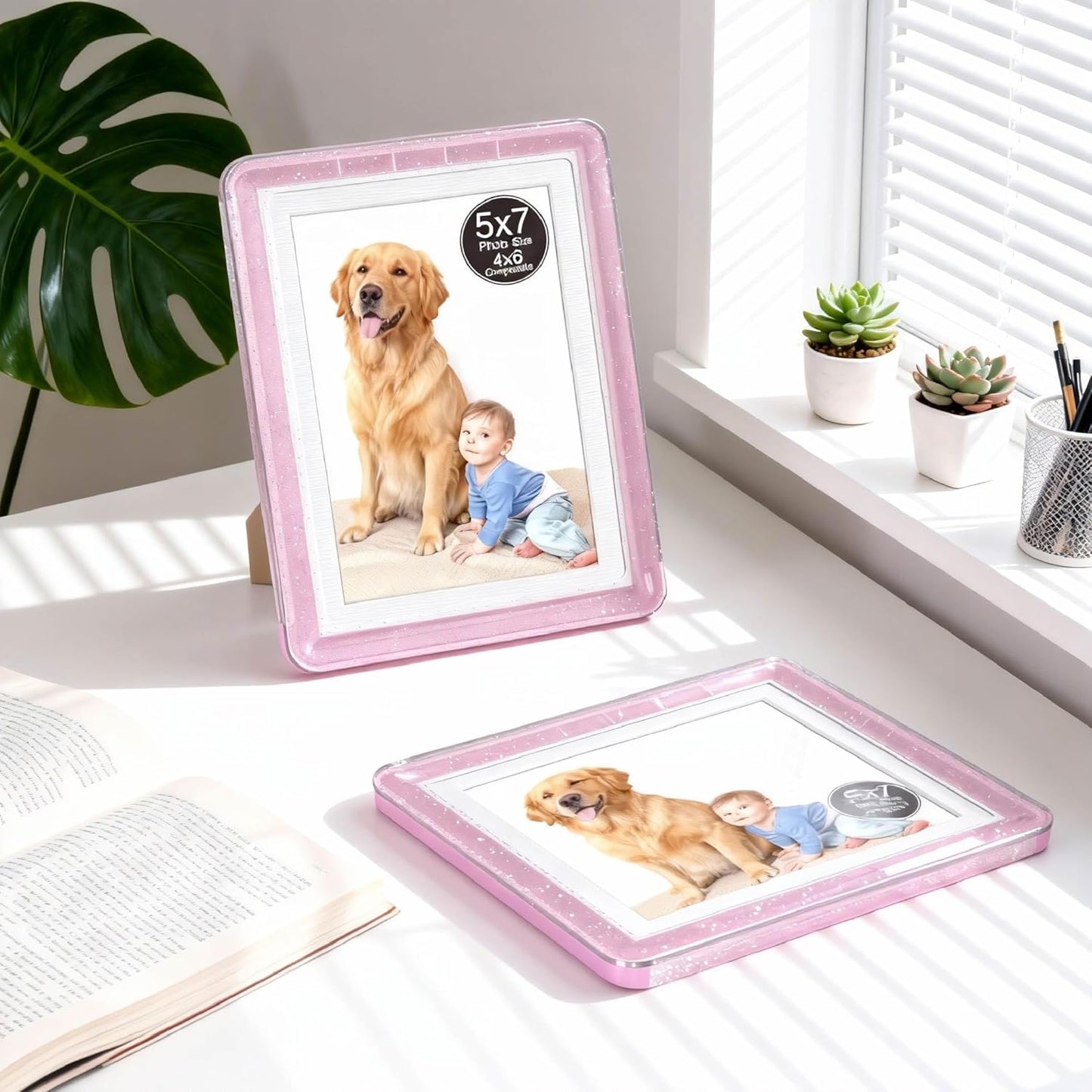 5x7 Picture Frame, Clear Acrylic Photo Frame with White Mat for 4x6 Photos, One-Piece Shatterproof Tool-Free Design, UV-Resistant Waterproof Tabletop Frame for Home Office Decor with 10-Year Warranty