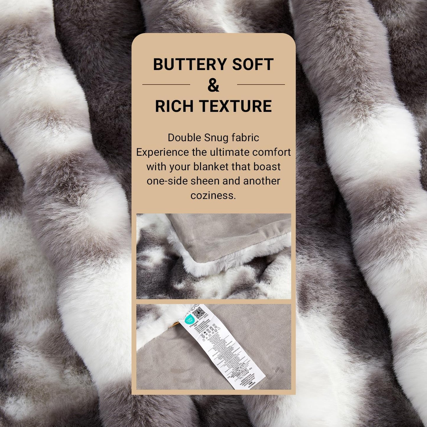 SAPHREAS Faux Fur Throw Blanket for Couch, Fluffy Fuzzy Bubble Blanket for Sofa Bed Living Room, Decor Soft Cozy Gifts for Women Men, 50x60” Tie Dye Grey
