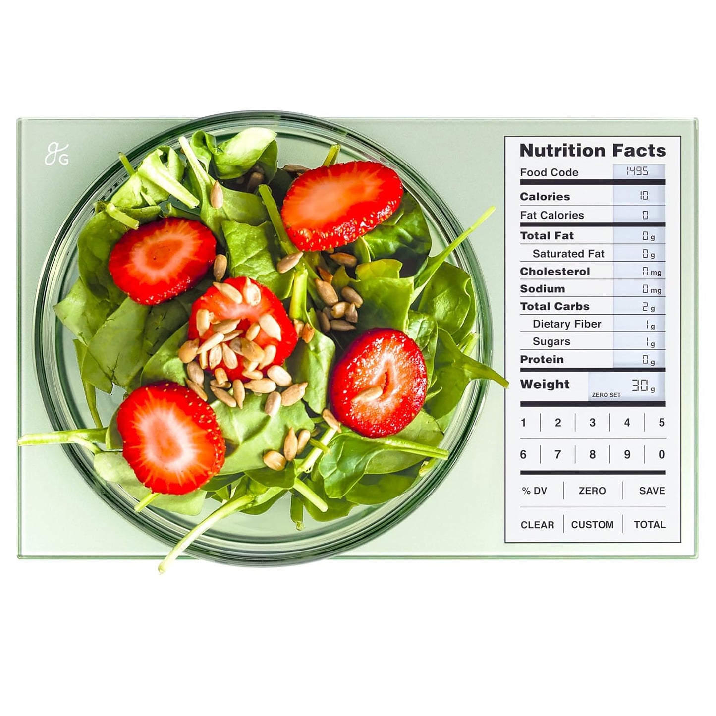 Greater Goods Digital Nutrition Scale – Accurate Macro and Calorie Tracking for Meal Prep, Weight Loss, and Healthy Eating | 2,000 Built-in Foods, Intuitive Nutrition Label Display, 11lb Cap, Green