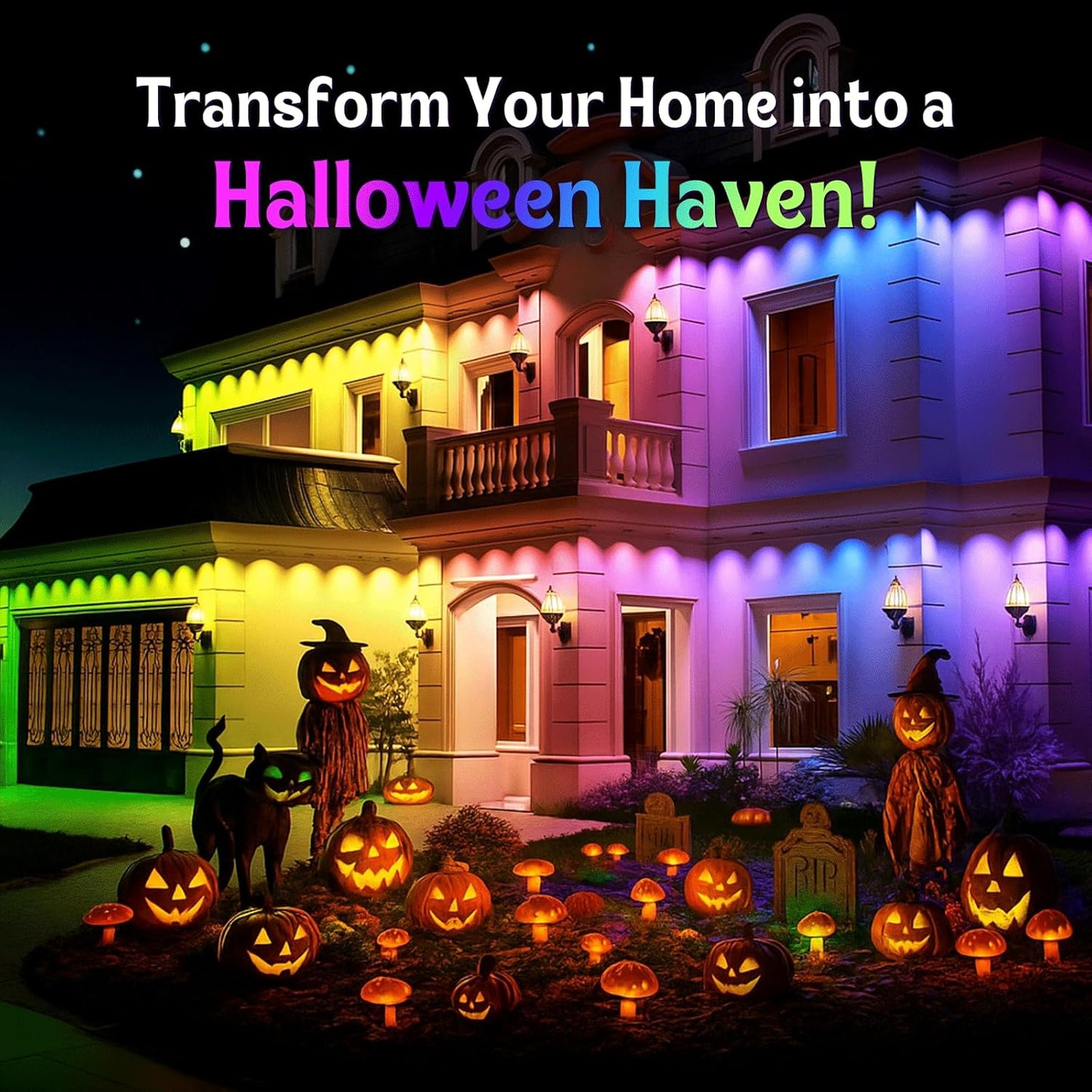 Fitop Permanent Outdoor Lights, 100FT RGB Smart Eaves Lights for House, IP67 Waterproof LED Strip, Music Sync, APP/Voice/Remote Control, Compatible with Alexa/Google