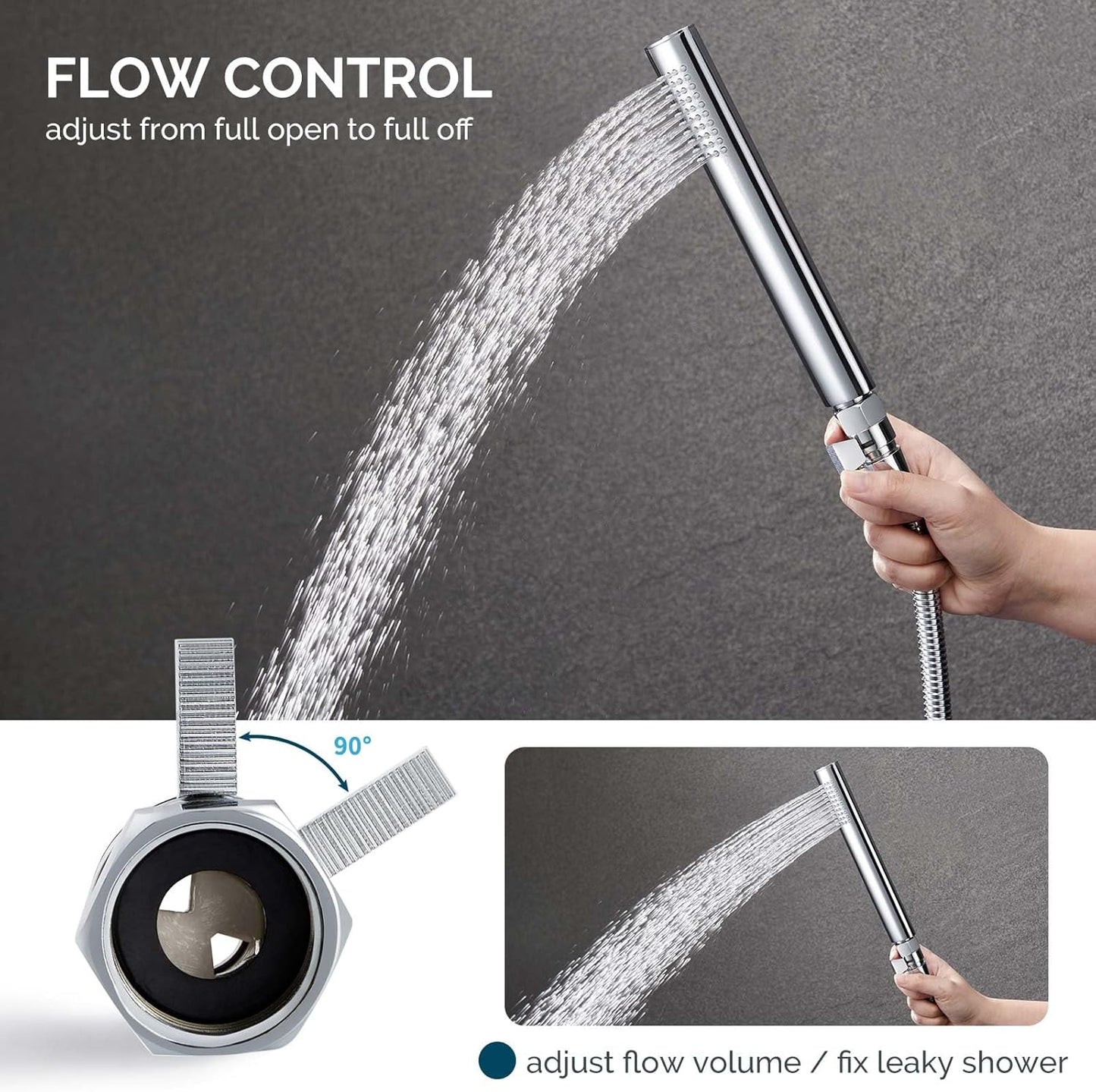 Angle Simple Shower Flow Water Valve, Brass Shut Off Valve for Hand Shower, RV Hose Flow Restrictor, Chrome