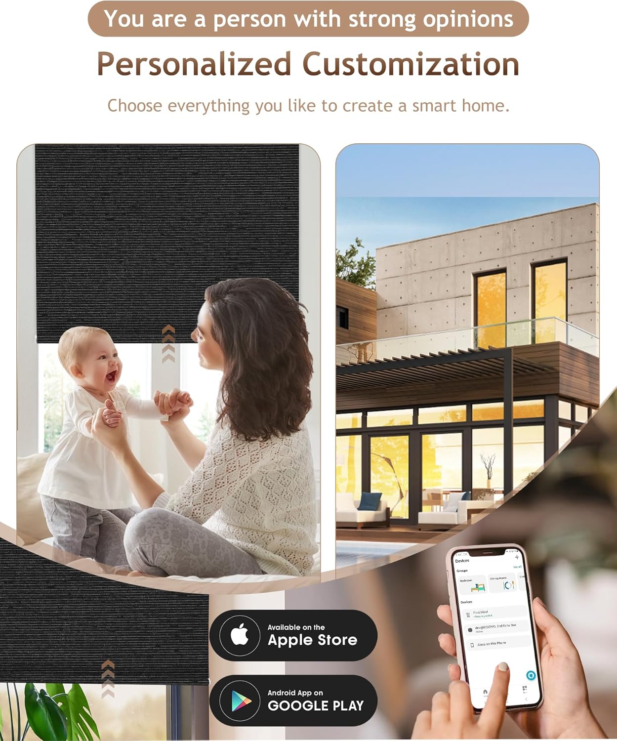 Kincmo Motorized Blinds with Remote,100% Blackout Motorized Roller Shades Work with Apple Homekit,Alexa,Google, Custom Electric Blinds with App,Voice Control (Eclipse Obsidian Black)