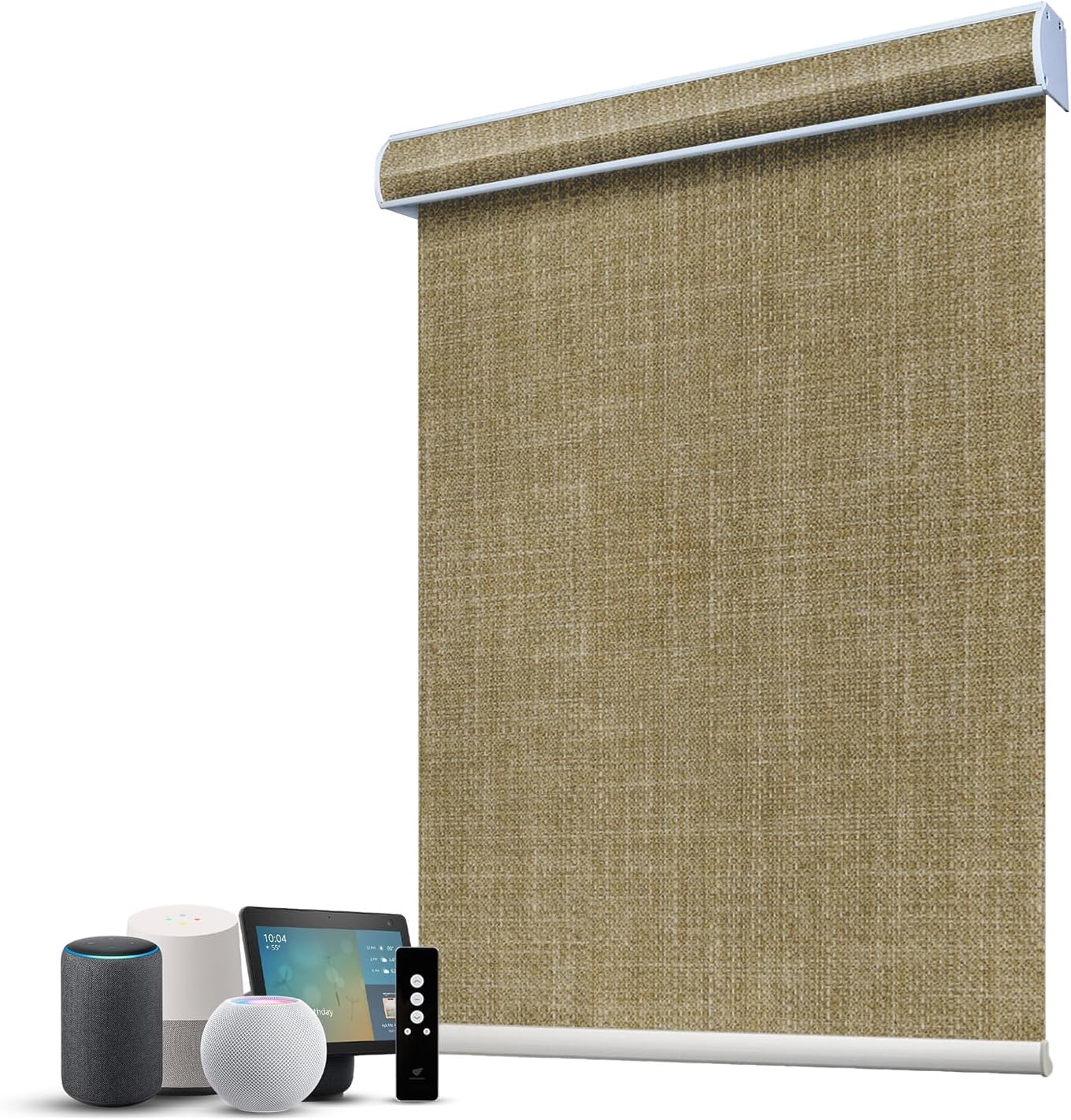 SmartWings Motorized 100% Blackout Shades Blinds, Custom Size, Cordless Window Shades with Rechargeable Battery, Work with Matter/Apple HomeKit, Alexa, Thread/Zigbee, Remote Optional, Vigor Wheat
