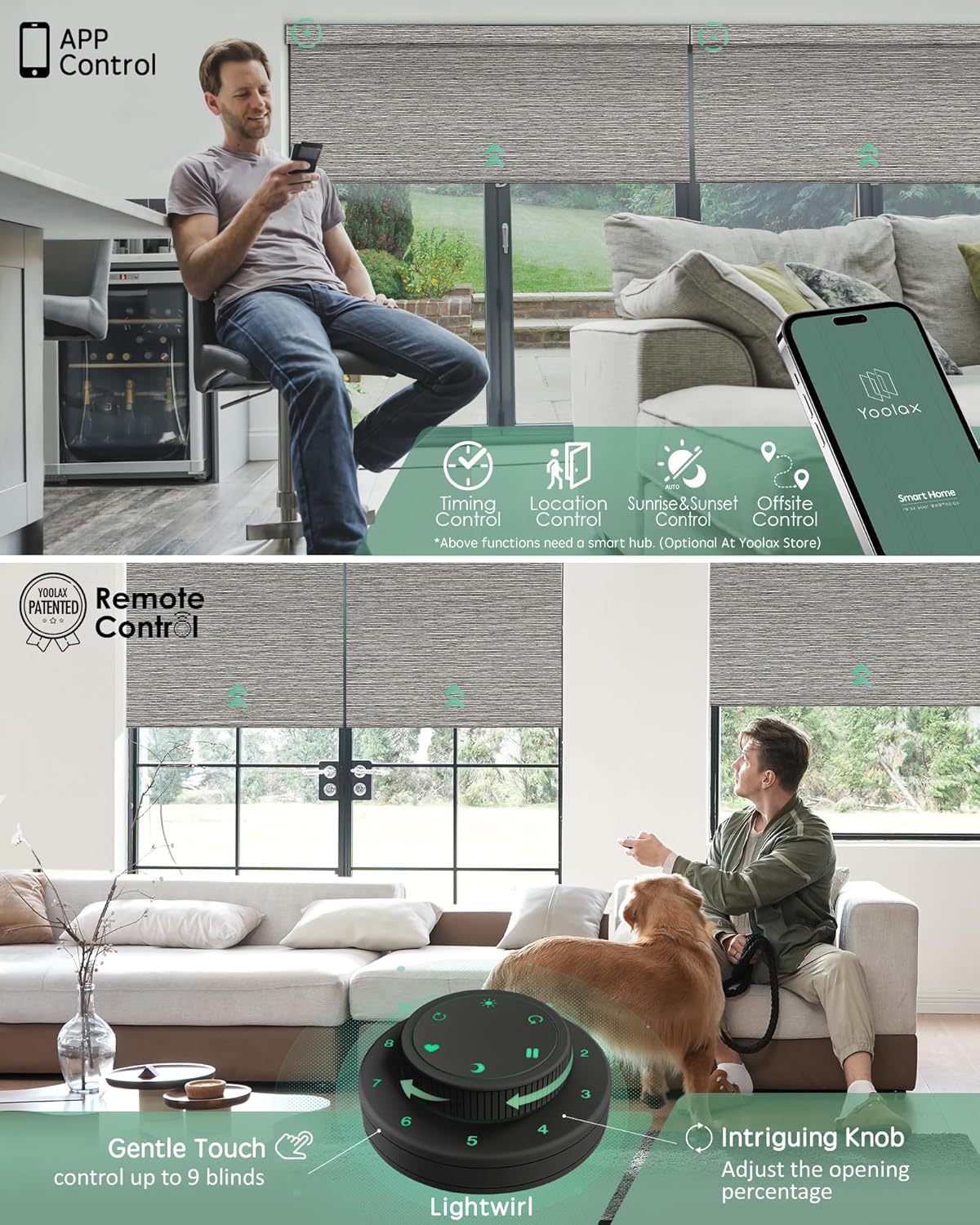 Yoolax Motorized Blinds with Remote, Smart Blinds for Windows Blackout Automatic Shades Compatible with Alexa Remote Control Roller Window Shades with Valance, Custom Size (V-Wood Stripe)