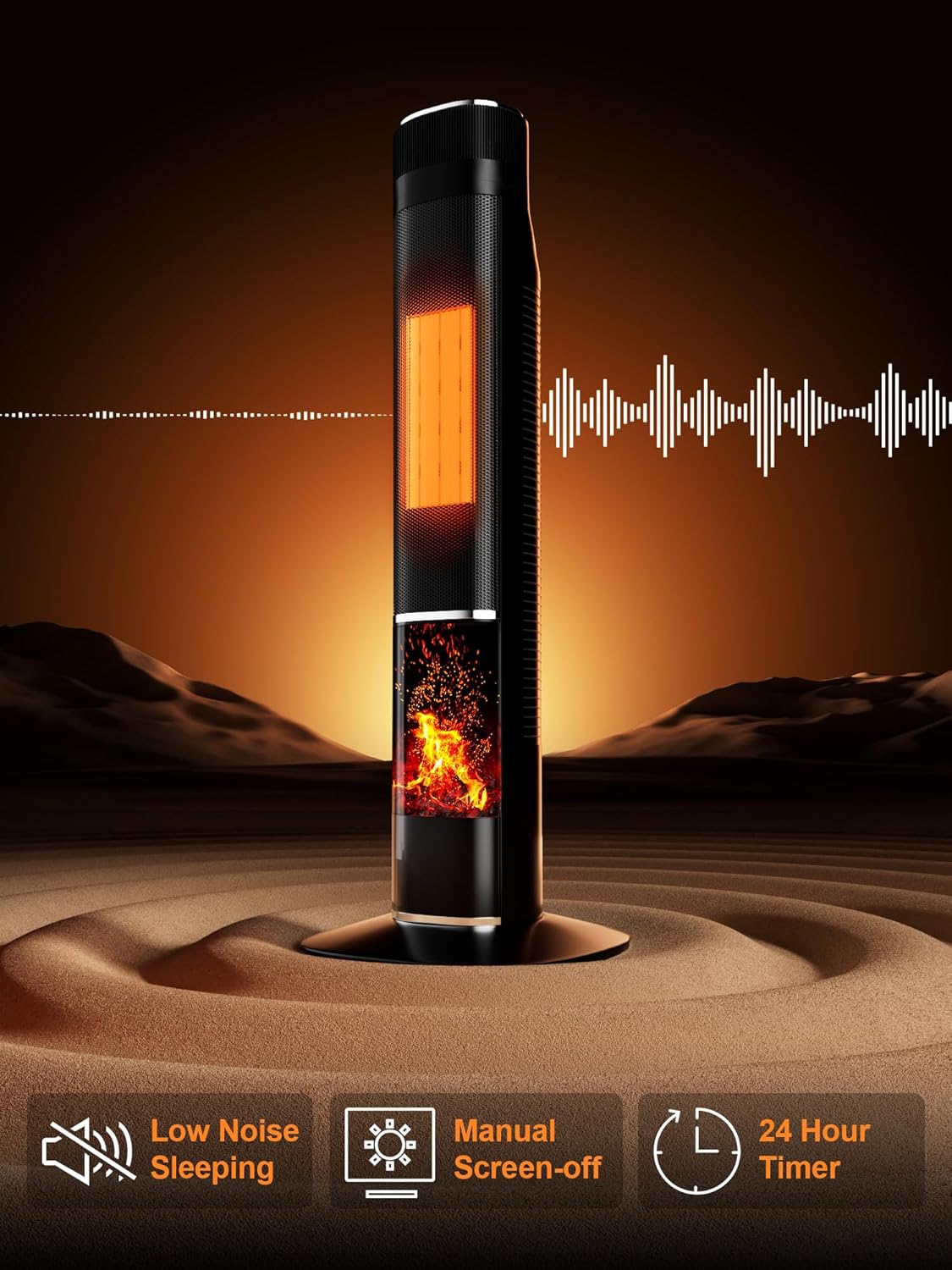 Uthfy 32IN Space Heater for Large Room,1500W Portable Electric Tower Heaters for Indoor Use,120° Oscillating PTC Ceramic Heater with 24H Timer,Thermostat,Remote,for Office Bedroom Home