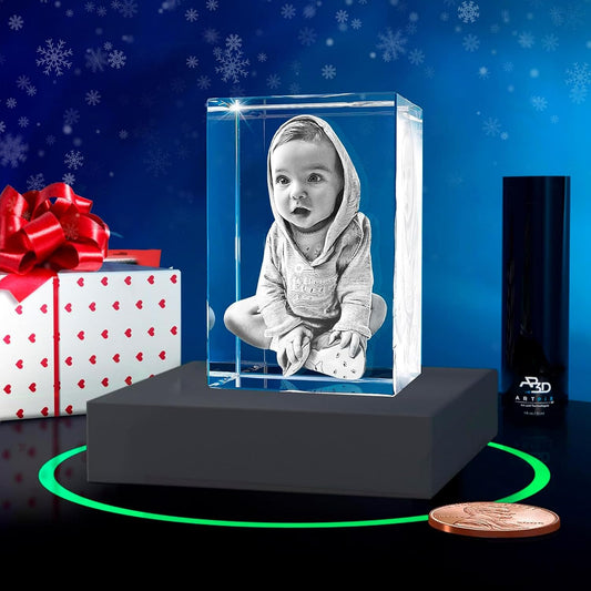 ArtPix 3D Premium Crystal Photo, Christmas Personalized Gifts for Women, Wife, Her, Him, Men, Husband, Grandma, Great Xmas Customized Gift With Your Own Photo, Custom Glass 3D Laser Etched Picture