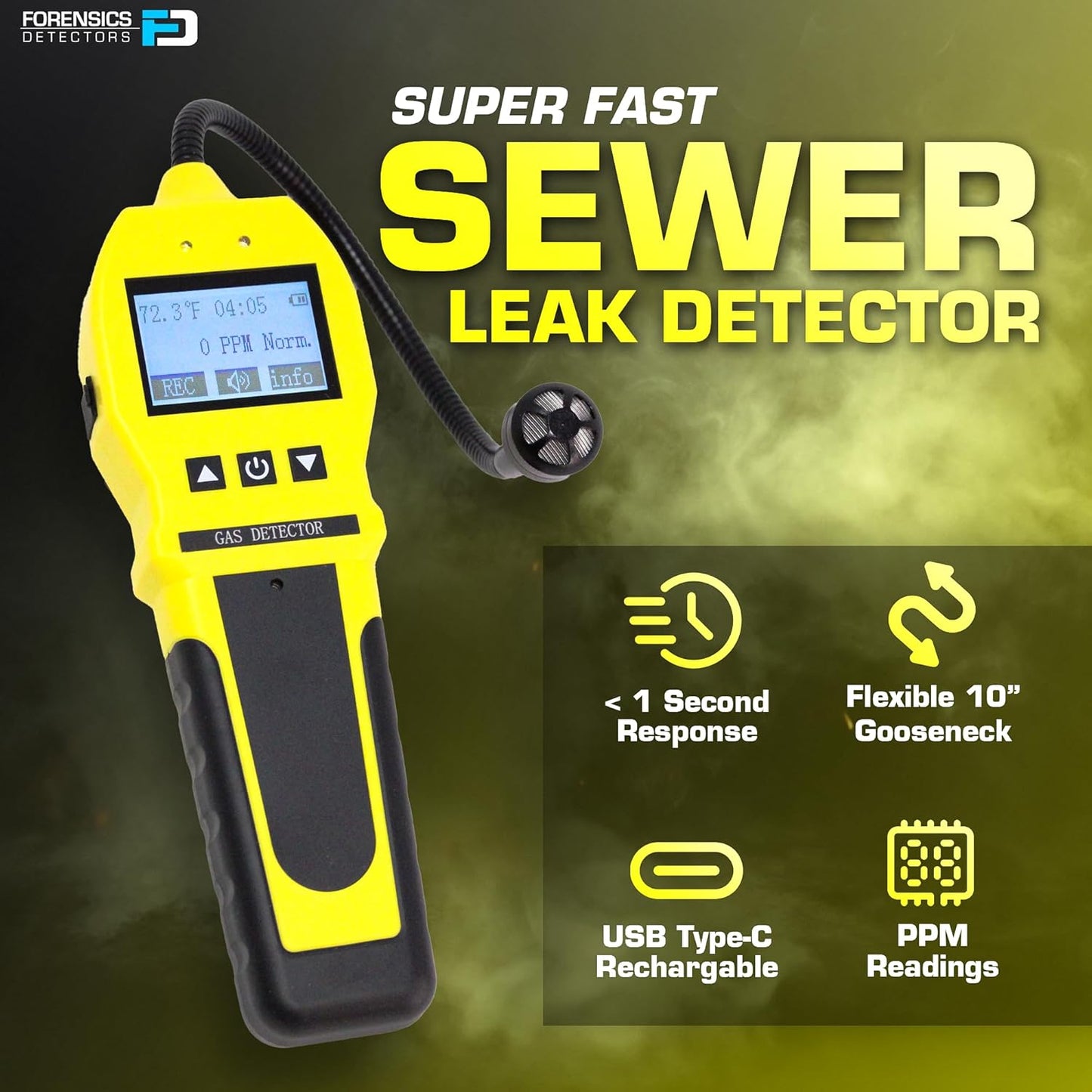 Sewer Smell Leak Detector by Forensics | 20-Year Sensor | Bathroom, Drains, Sewage, Plumbing |