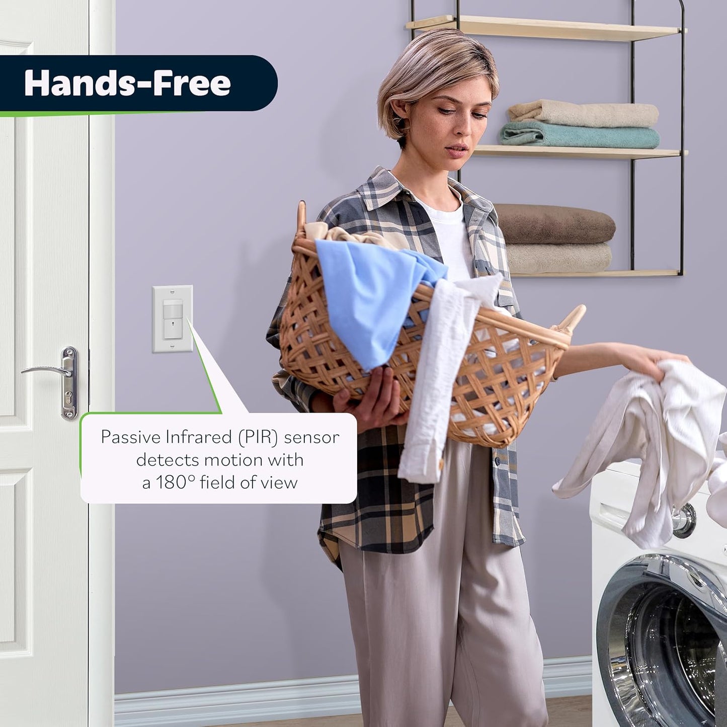 TOPGREENER PIR Motion Sensor Light Switch, Occupancy & Vacancy Motion Sensor Switch, 𝐎𝐩𝐞𝐫𝐚𝐛𝐥𝐞 𝐖𝐢𝐭𝐡𝐨𝐮𝐭 𝐆𝐫𝐨𝐮𝐧𝐝 𝐖𝐢𝐫𝐞, No Neutral Wire, Single Pole, TDOS5-HL-W, White