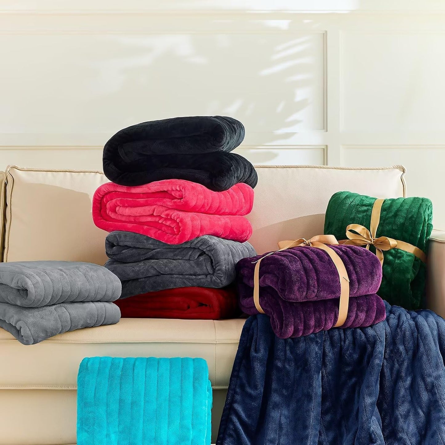 BOMOVA Heated Electric Blanket Throw Size - 50 x 60 Heating Blanket with 10 Heating Levels & 8 Hours Auto Off, Warm Flannel Blanket, Christmas Birthday Gifts for Women