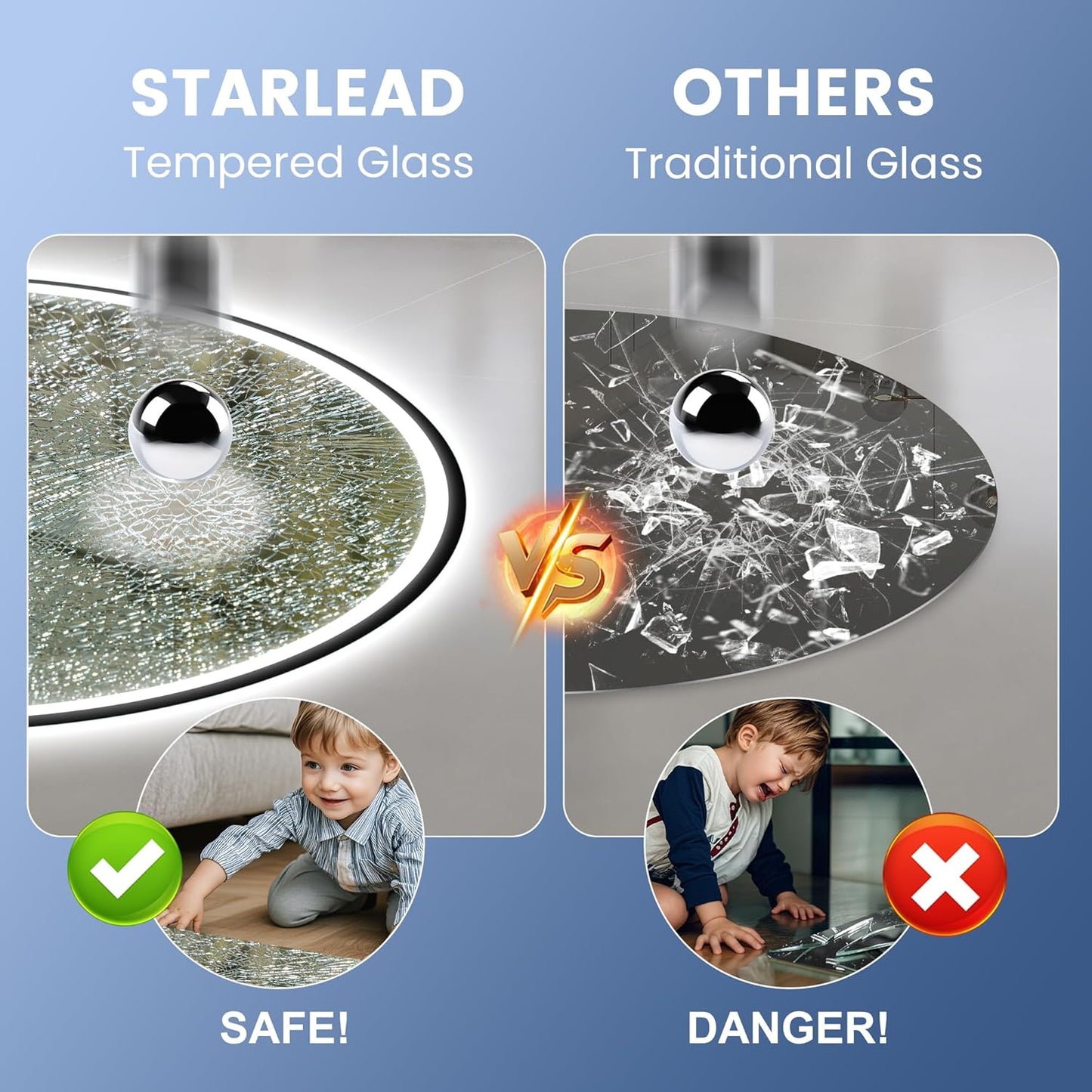 STARLEAD LED-Bathroom-Mirror-with-Lights, 24" Wall-Mounted with Bluetooth Speaker, Anti-Fog, 3 Color Temperature Dimmable Brightness, Waterproof, Frontlit & Backlit, Black Frameless Round