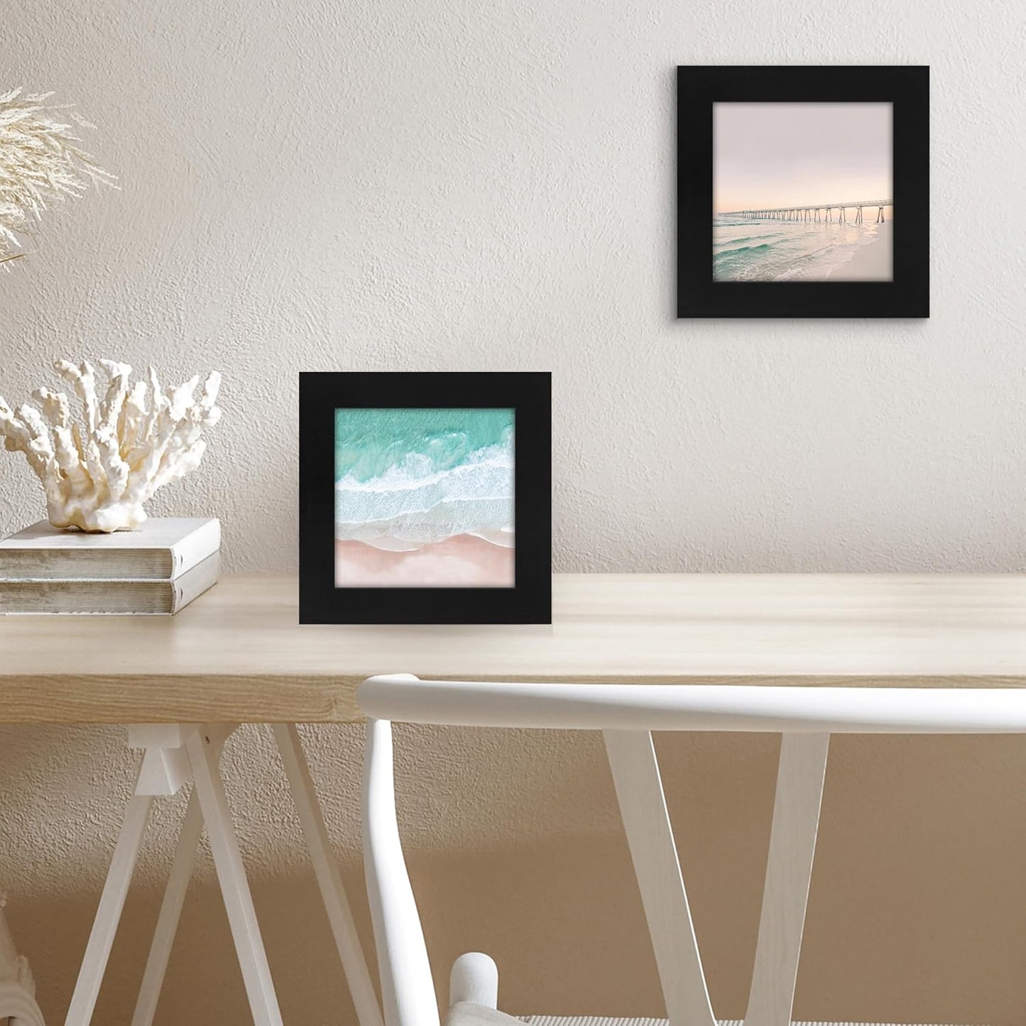 Americanflat 5x5 Picture Frame with Shatter-Resistant Glass - Signature Collection - Gallery Style Frames Made of Engineered Wood - Square Frame for Tabletop and Wall Display - Black