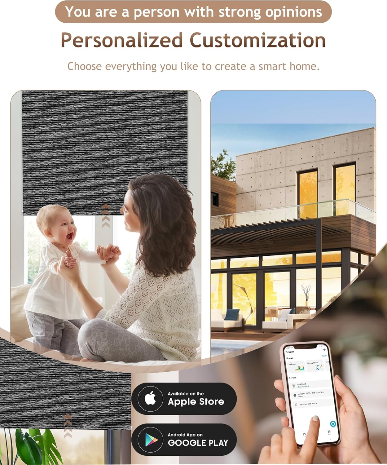 Kincmo Motorized Blinds with Remote,100% Blackout Motorized Roller Shades Work with Apple Homekit,Alexa,Google, Custom Electric Blinds with App,Voice Control (Eclipse Anchor Grey)