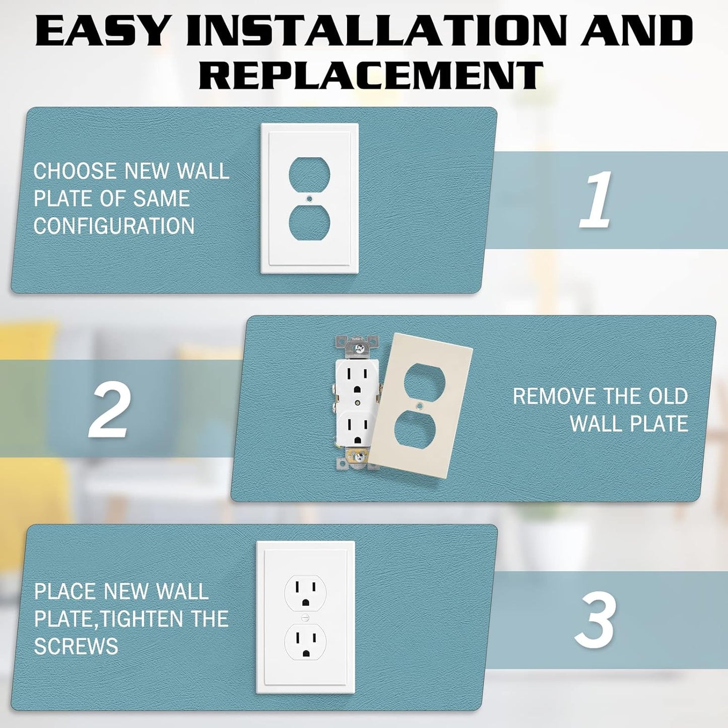 1-Gang Modern Edge Decorative Wall Plate Cover Switch Outlet Single Duplex Electrical Faceplate for Light Switches, Smart Switch, GFCI, Dimmers, Receptacle, USB Outlet (10 Pack, Single Duplex)