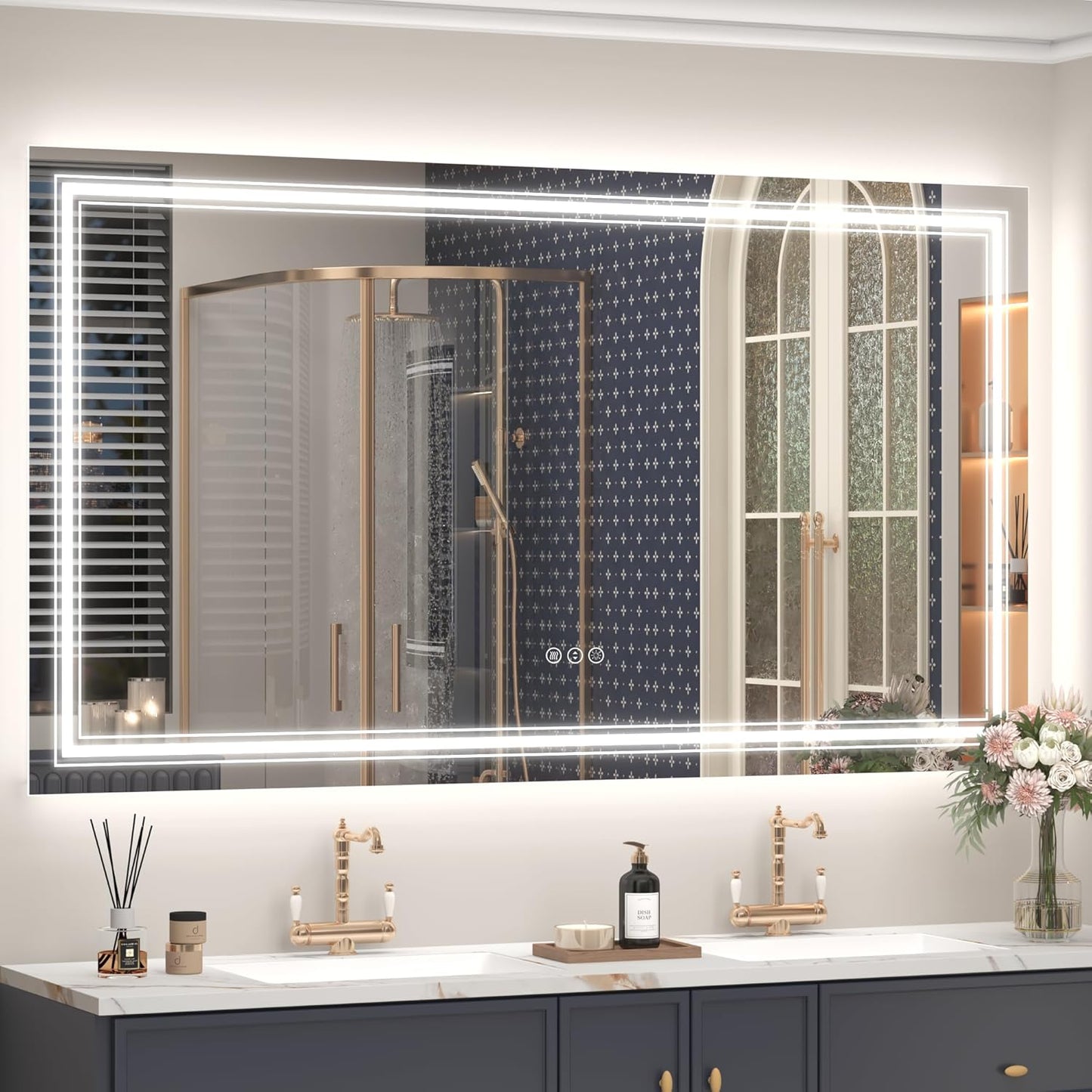 66x36 LED Bathroom Mirror, Lighted Mirror for Bathroom Wall, Backlit and Front lit, Dimmable, Anti-Fog, Shatterpoof, Memory (Horizontal/Vertical)