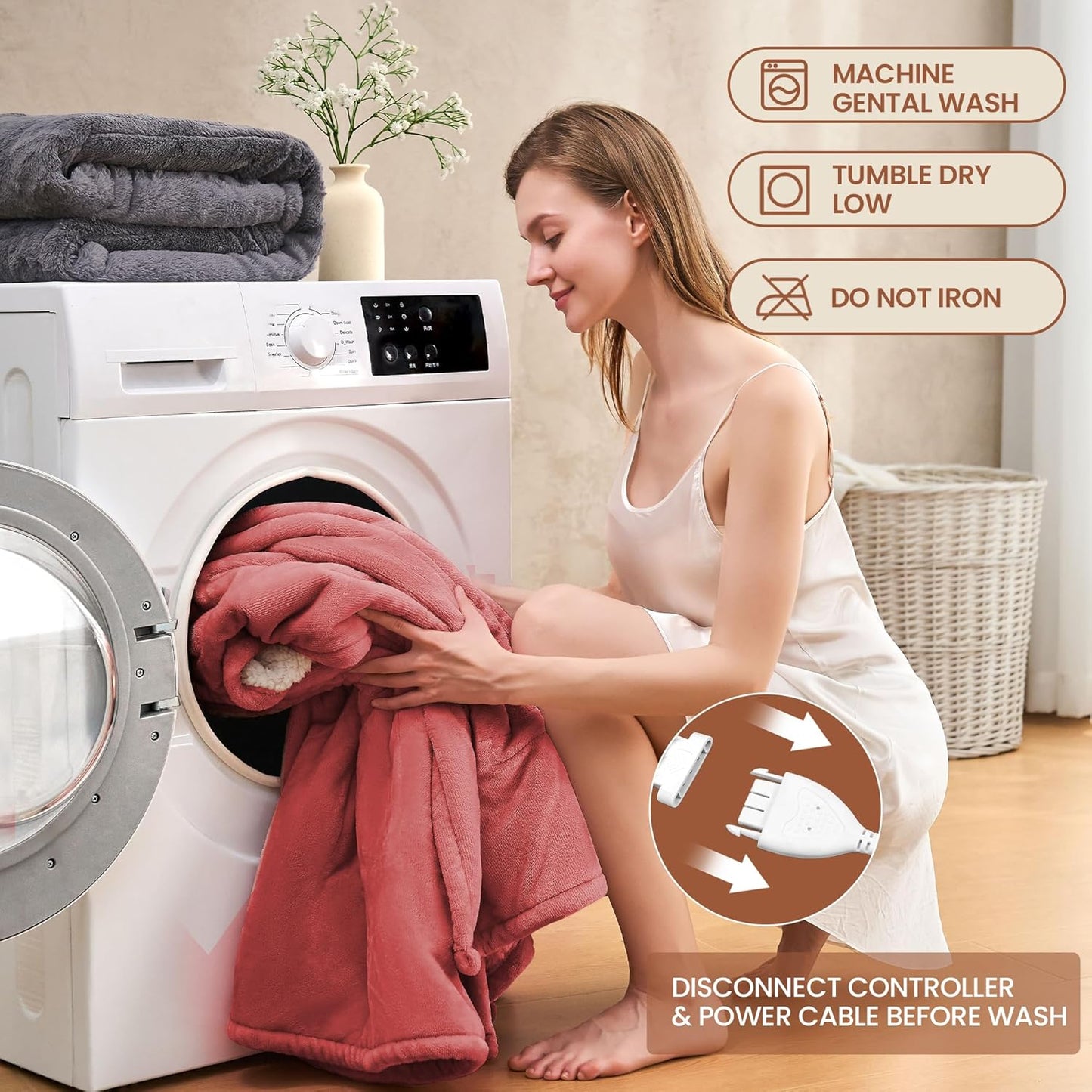 Heated Throw Blanket 50"×60" - Premium Cosy Soft Electric Blanket with 6 Heating Levels,Fast Heating Flannel Sherpa Blanket for Bed & Couch - Auto Shut Off/Machine Washable (Wine)