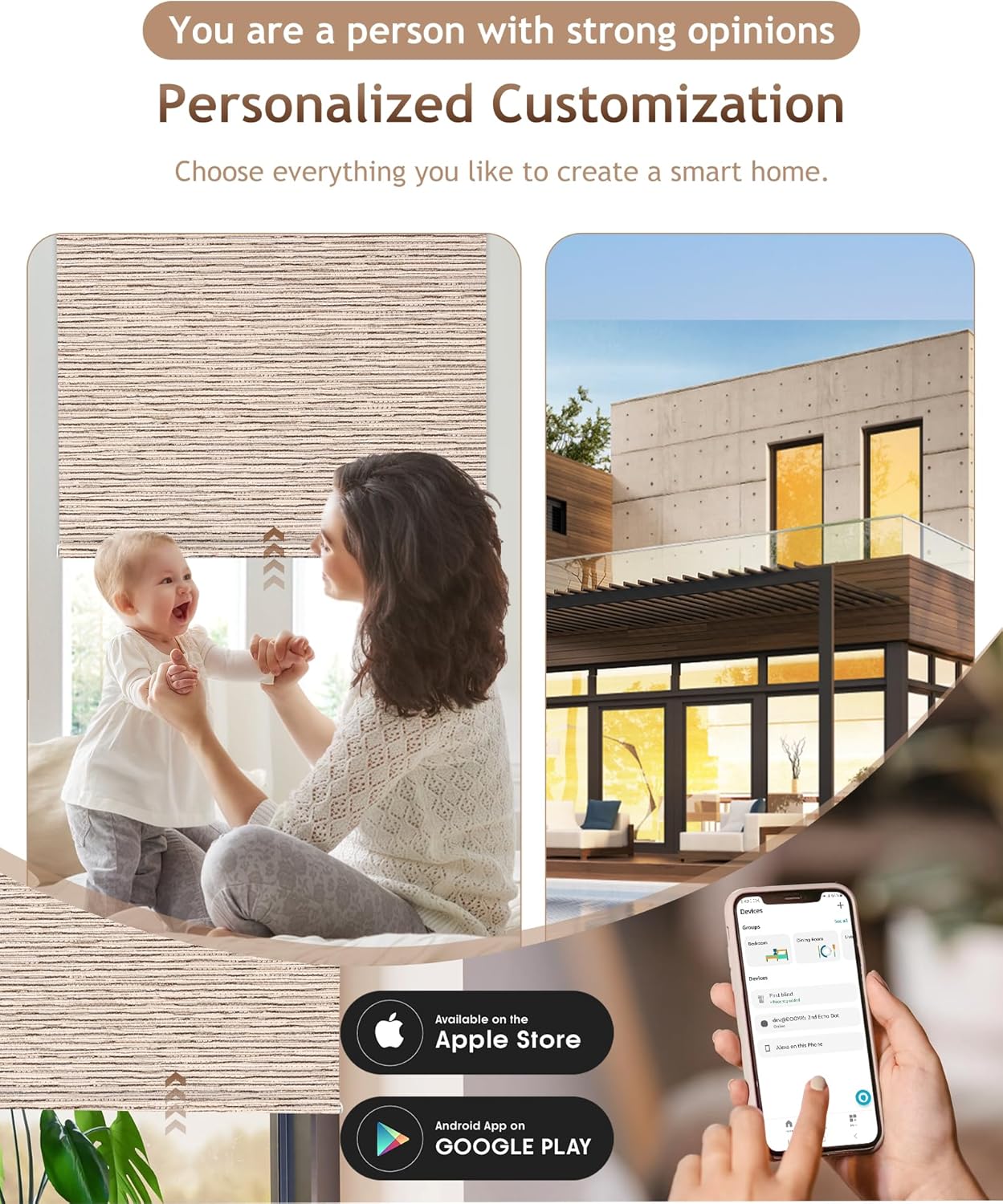 Kincmo Motorized Blinds with Remote,100% Blackout Motorized Roller Shades Work with Apple Homekit,Alexa,Google, Custom Electric Blinds with App,Voice Control (Aqua Waves Sandy)