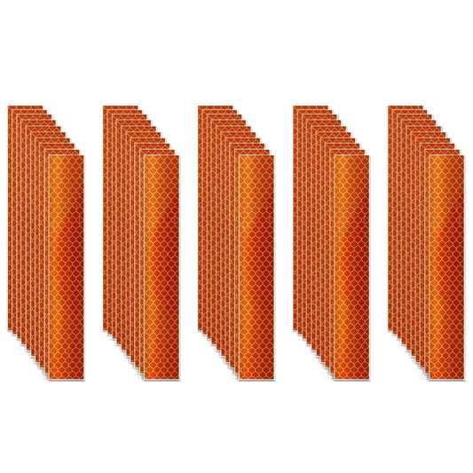 Non Fading Orange Reflective Stickers 1 inch X 6 inch, Outdoor Waterproof High Visibility Warning Safety Adhesive Reflector Tape (50 Pcs)