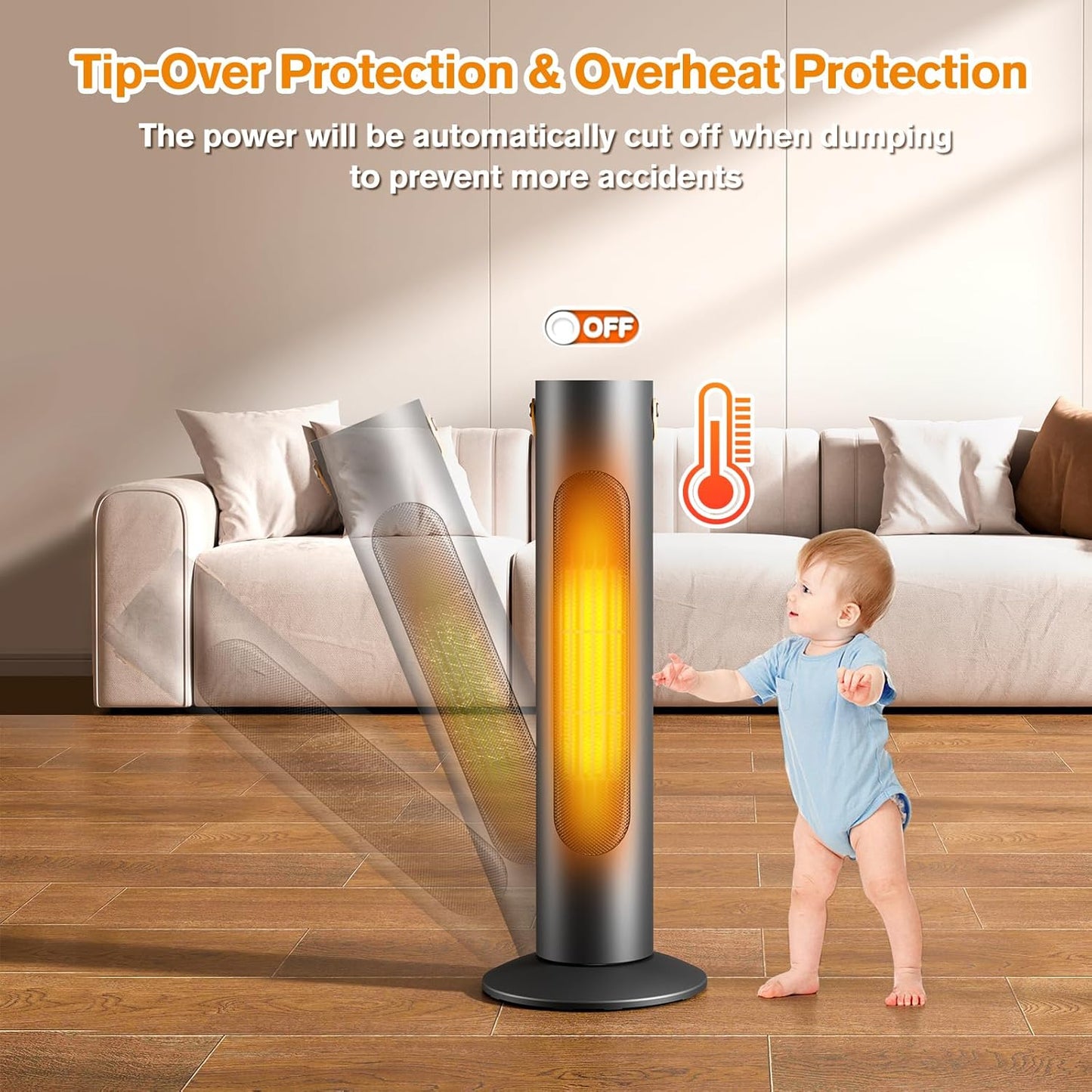 Electric Space Heaters For Indoor Use, 25" 2-IN-1 Tower Heater And Fan Combo, 70°Oscillating, 2S Instant Heating, 1500W, 3 Heating & Fan Modes,Electric Portable Heater For BedroomOfficeHome, Black