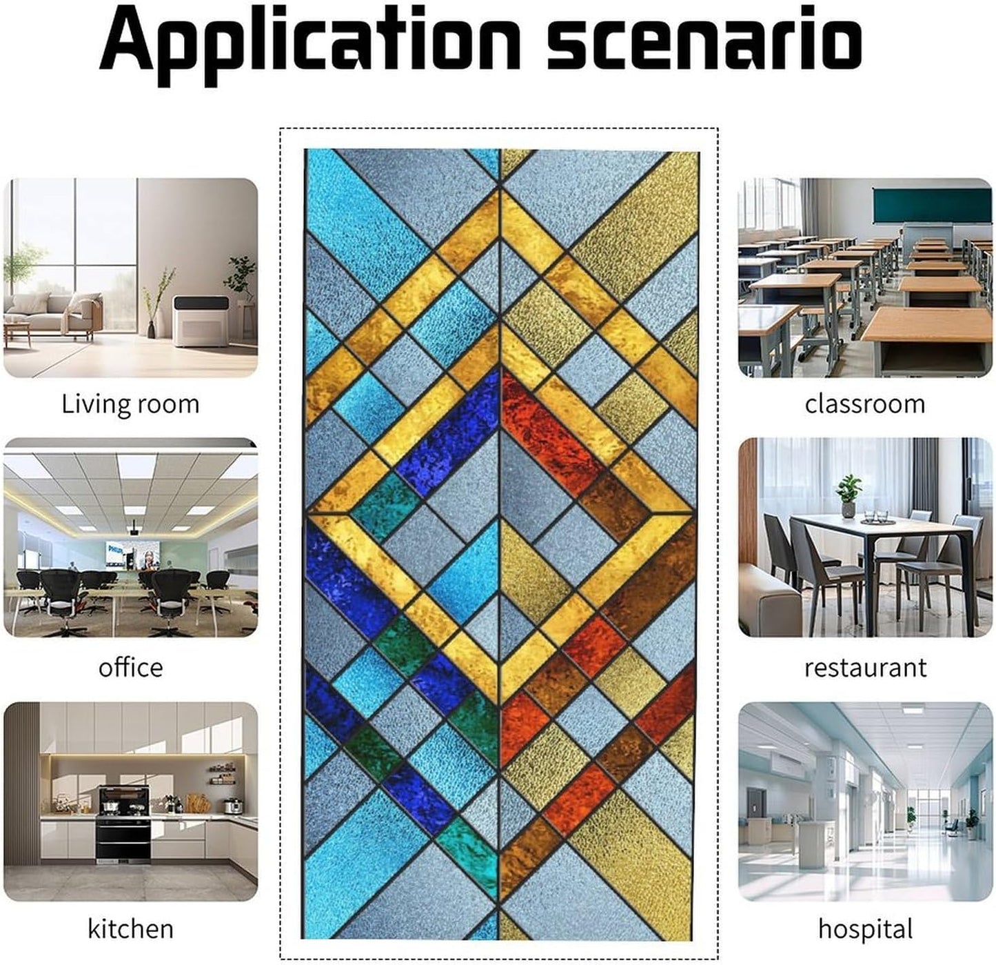 2PCS Fluorescent Light Cover for Ceiling Light Classroom-Stained Glass Patten Magnetic Light Cover Shade Panel,Decorative Film Filter for Reducing Harsh Glare Flicker Home School Office Decorations
