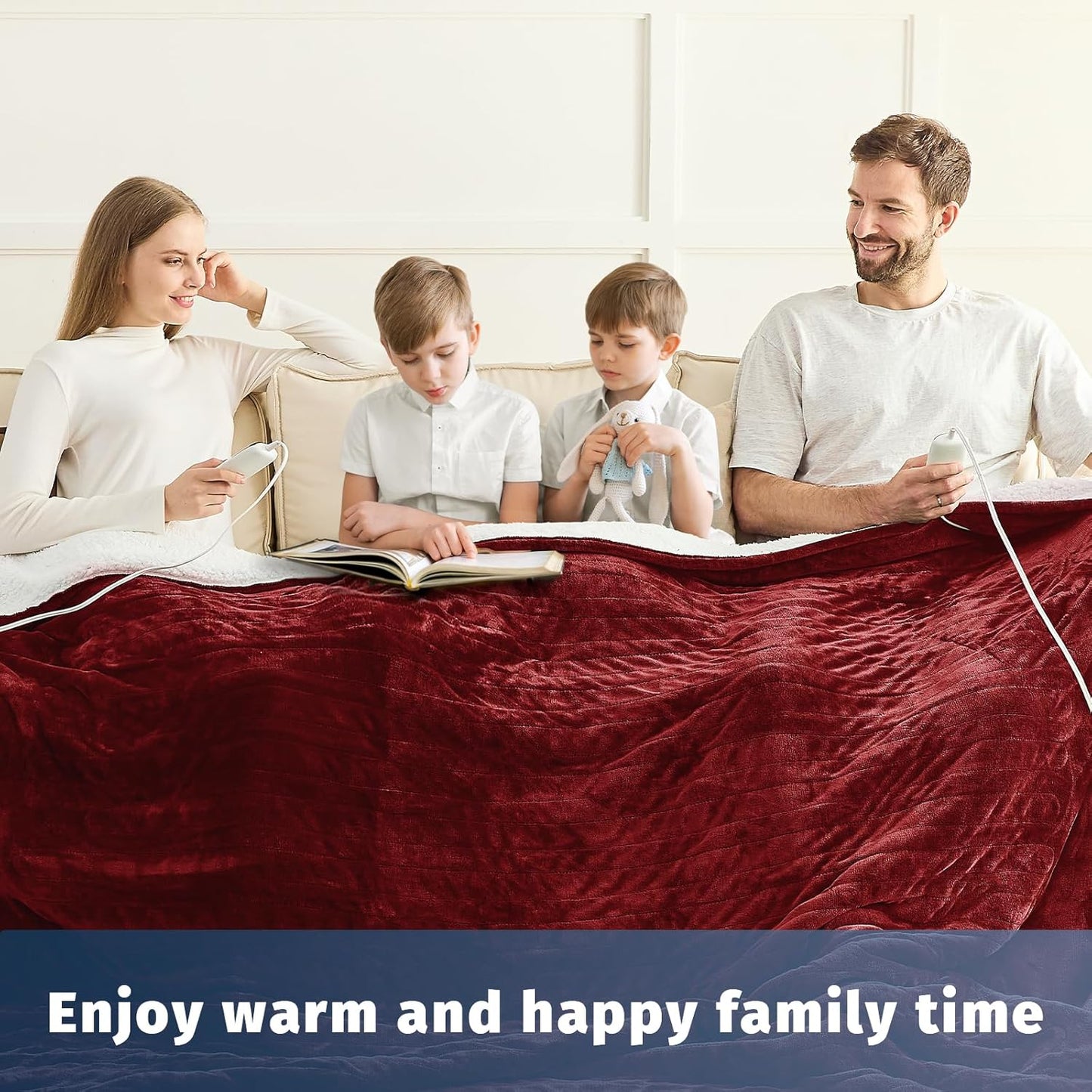 Heated Electric Blanket Queen Size - 84" x 90" Heating Blanket with Dual Control, 10 Heating Levels & 8 Hours Auto Off, Soft Warm Flannel Blanket, Christmas Birthday Gifts for Senior Grandma
