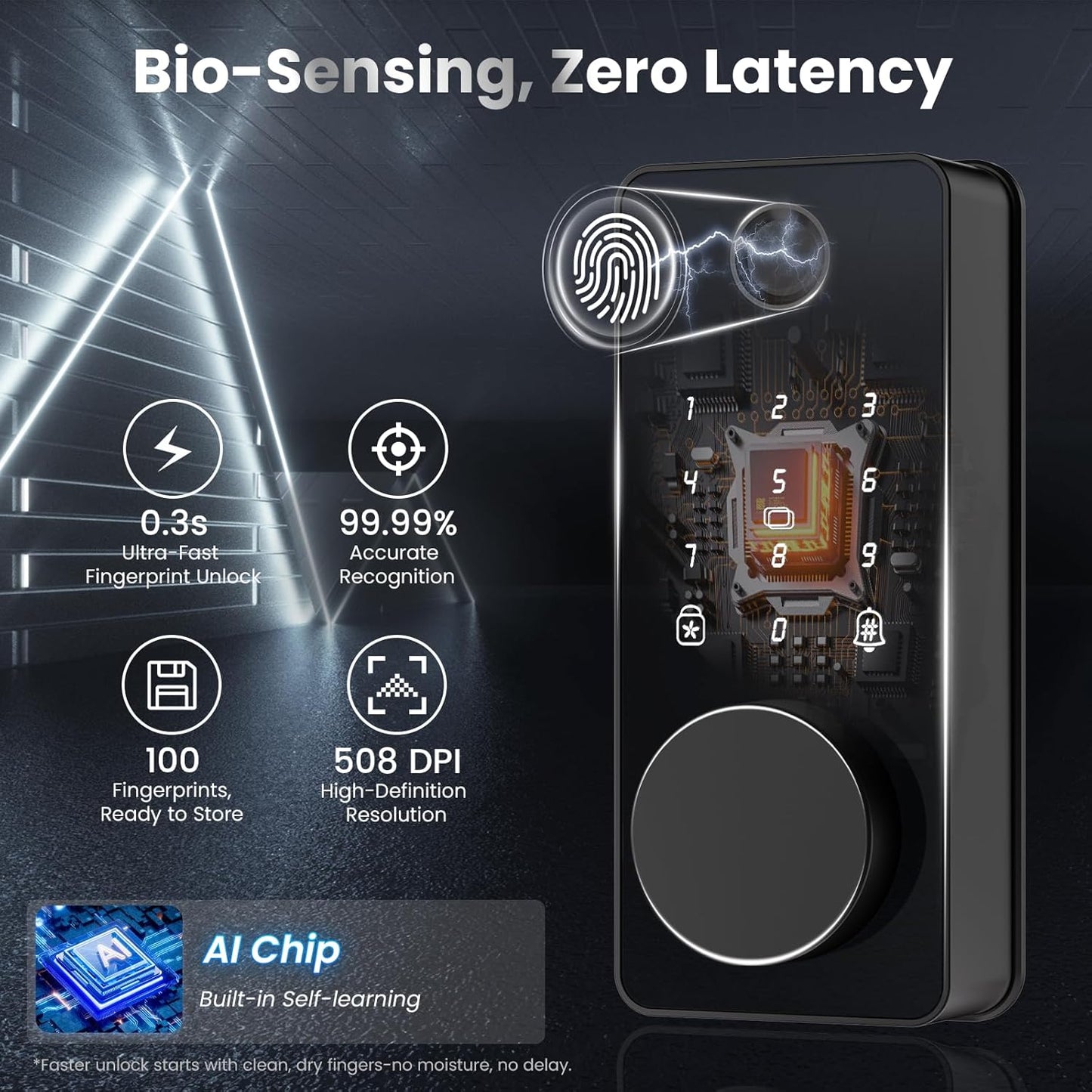 Smart Lock with Handles, Fingerprint Door Lock App Control, Keyless Entry Door Lock Set, Electronic Keypad Deadbolt, Auto & One Touch Lock, Easy Installation, IP54, Digital Smart Code