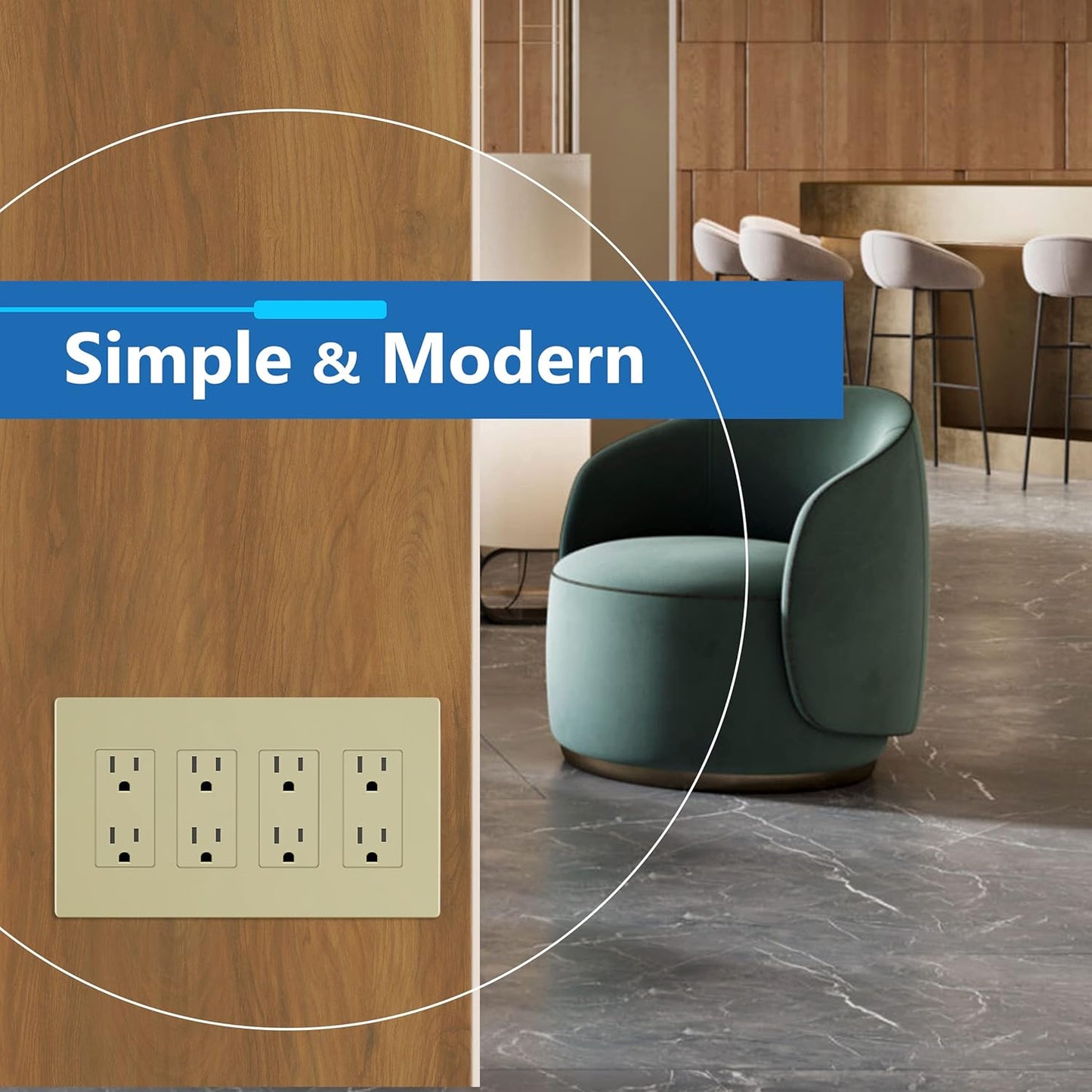 LIDER Matte Finish Decorator Switch Cover, Screwless Wall Plate, Mid-Size 4-Gang 4.88" x 8.58", Unbreakable Polycarbonate Thermoplastic, UL Listed, LSWP-34M-I, Ivory