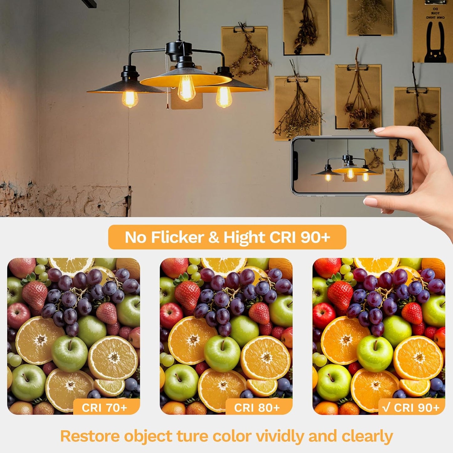 Edison Bulbs E26 Medium Base 2700K Soft White, 750LM ST58 Vintage LED Filament Bulb Clear Glass, Equivalent 75W Dimmable Lights Bulb 90+ CRI for Chandeliers, Pendants, Wall Sconces, 9 Pack