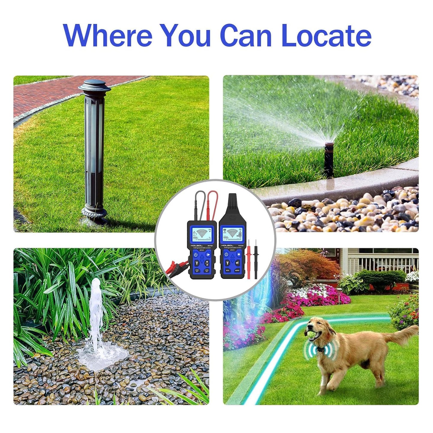 Underground Wire Locator, Cable Tester with Rechargeable 1500mAh Battery for 12-400V DC/AC Voltage Lines, Wire Tracker for Wall Cables, Electrical Lines, Water and Gas Supply Pipeline Path