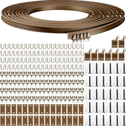 Jetec Curtain Tracks Ceiling Flexible Curtain Track Bendable Rail Curved Wall Mounted for Living Room Bedroom Divider Rod RV(10 Meter/ 32.8 Feet,Brown)