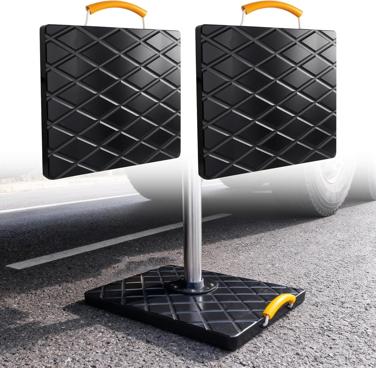 Trailer Stabilizer Pads (2 Pack), UHMWPE 12 X 12 X 1 inchs Non-Slip Rv Jack Pads Camper Outrigger Pads with Handle, Heavy Duty Stabilizing Blocks for Truck/Trailer/Crane