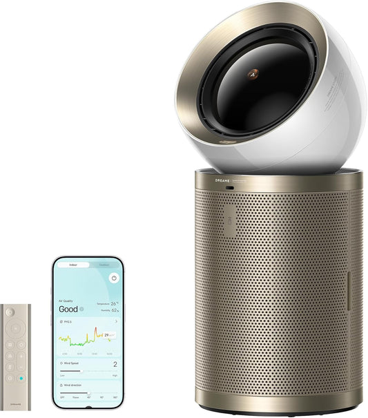 Dreame Smart Air Purifier PM20 for Home Large Room, Cleans 7,534 ft² in One Hour with 4 Filters, Dual-way Air Oulets, Al Tracking, Air Quality Monitor with 7 Sensors, 3-in-1 Purifier, Heater & Fan