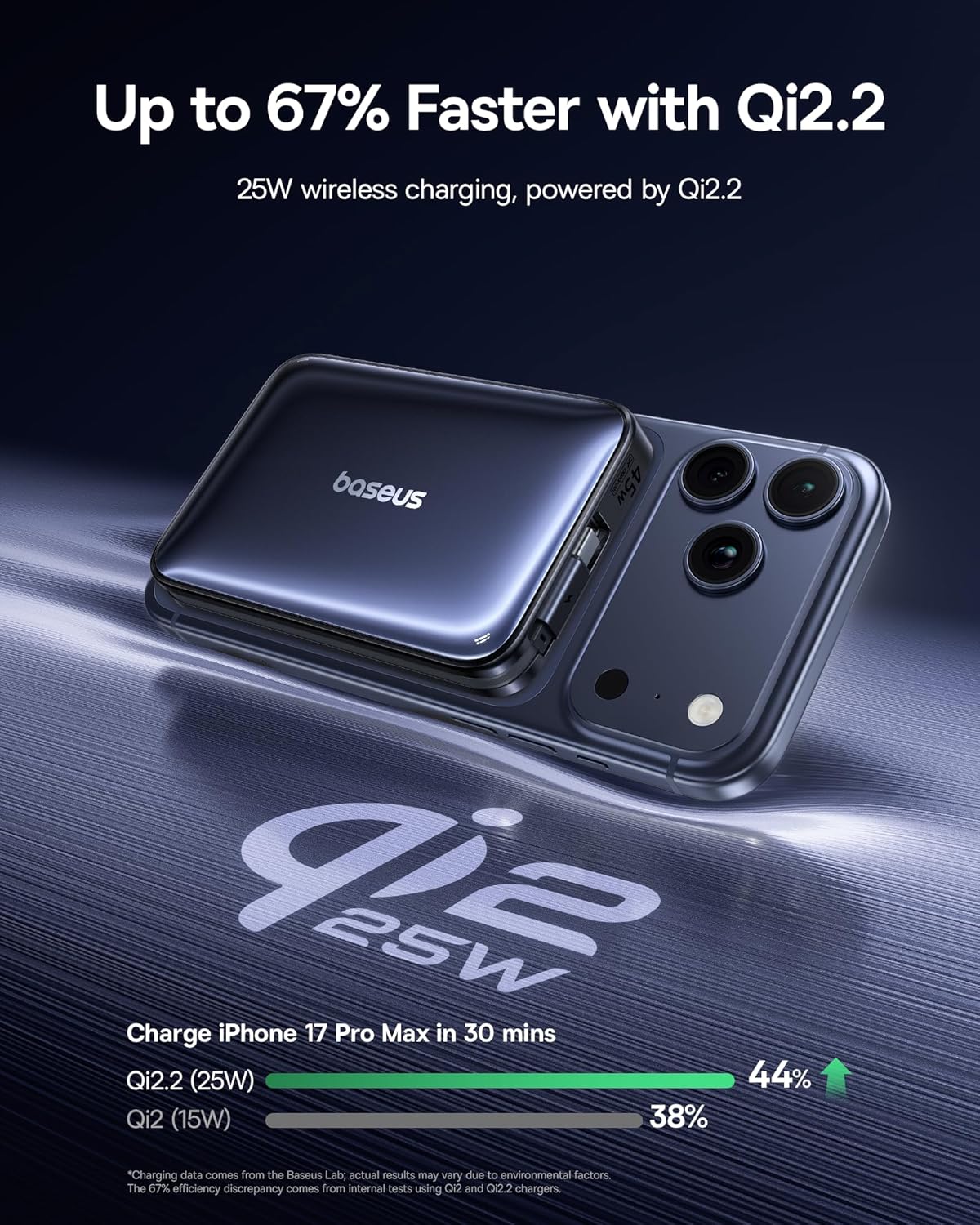 Baseus Picogo Qi2.2 25W Magsafe Portable Charger Power Bank 10000mAh 45W, with Built-in Cable USB-C Fast Charging for iPhone 17/16/15/14/13 Pro Max/Galaxy S25 / Pixel 10 Pro Black