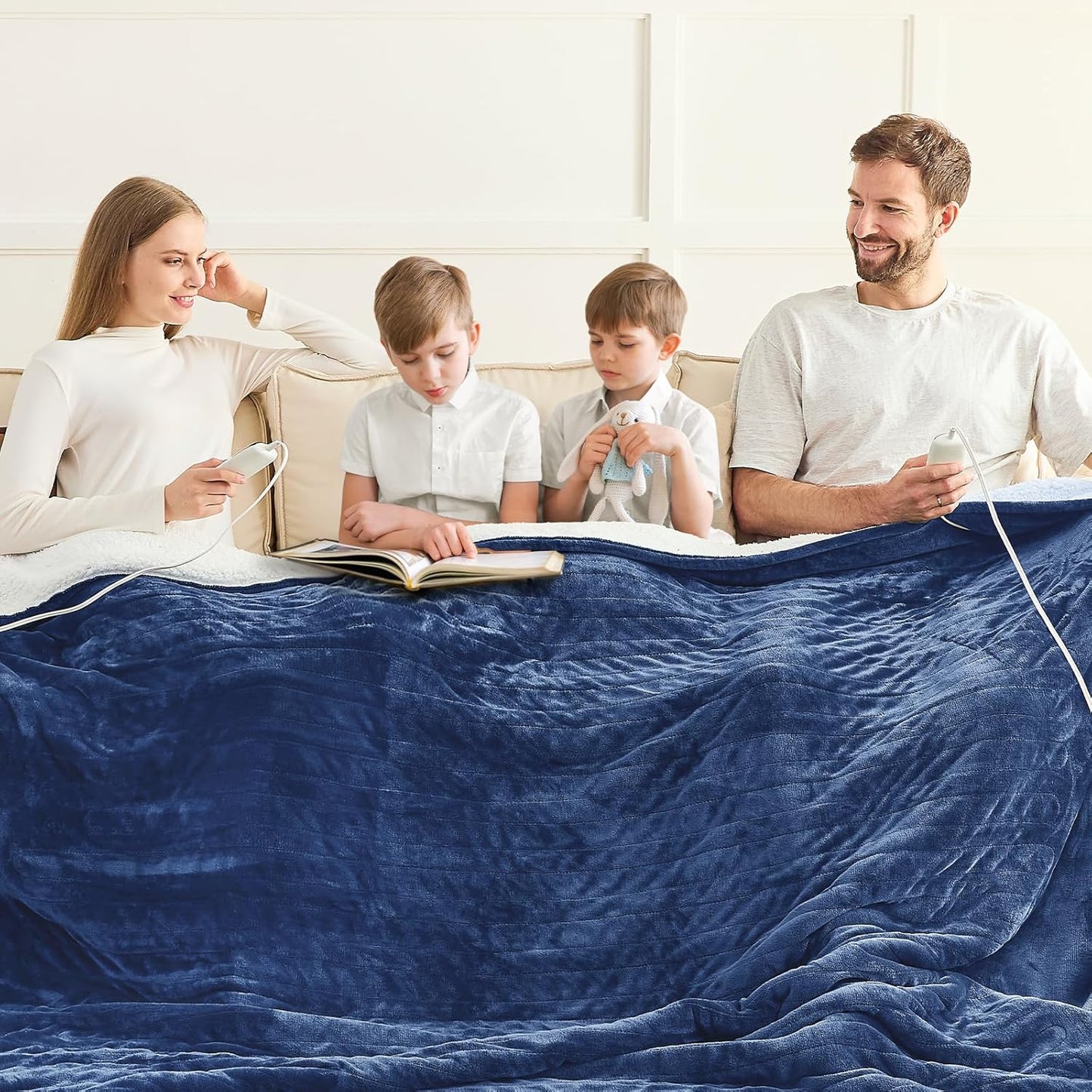 Heated Electric Blanket King Size - 90" x 100" Heating Blanket with Dual Control, 10 Heating Levels & 8 Hours Auto Off, Soft Warm Flannel Blanket, Christmas Birthday Gifts for Senior Grandma
