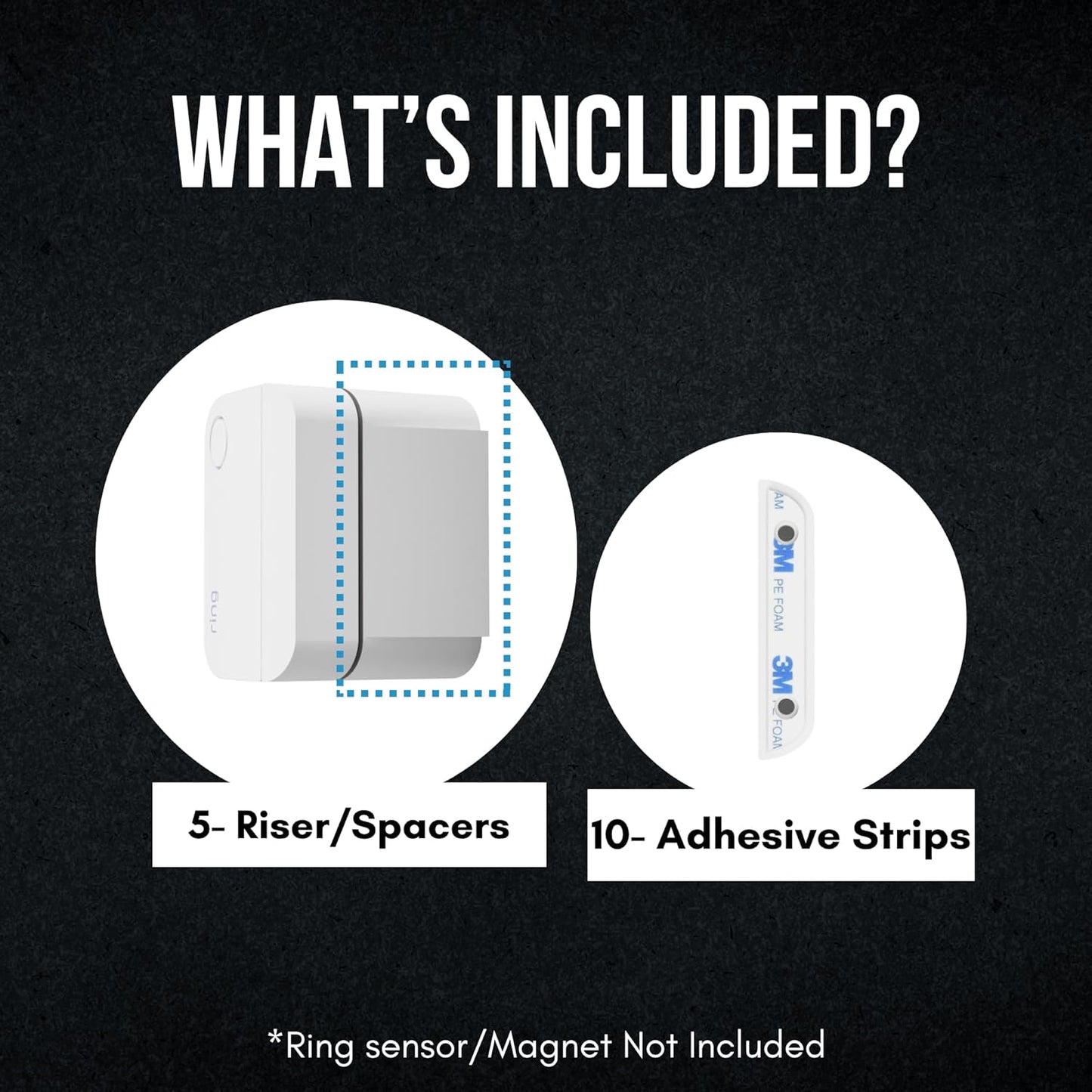 Ring Alarm Magnet Riser | 5 Pack Set with 3M Adhesive - Easy Mount to Any Doorway, Window, and Entryway | Ring Sensor/Magnet Not Included (1 inch)