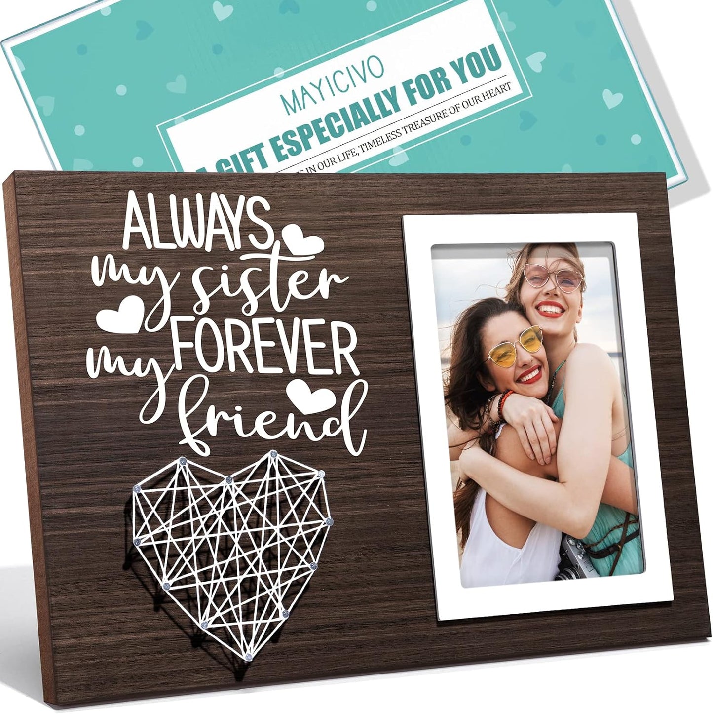 Best Sisters Gifts from Sister Picture Frame, Christmas Gifts for Sisters from Brother, Friend Gift for Women Birthday Gift for Soul Sister in Law - Always My Sis Forever My Friend - 4x6 Photo