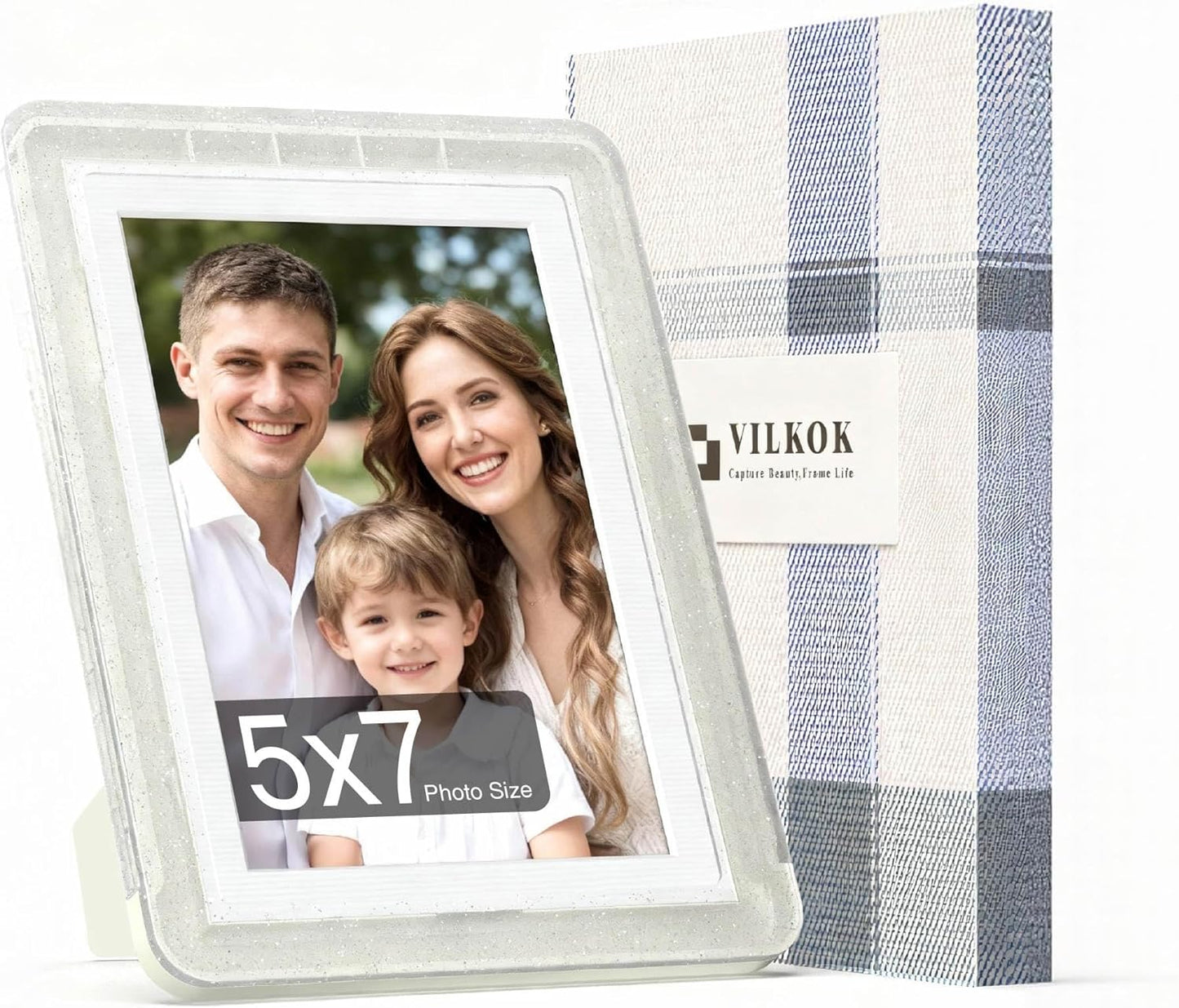 5x7 Picture Frame, Clear Acrylic Photo Frame with White Mat for 4x6 Photos, One-Piece Shatterproof Tool-Free Design, UV-Resistant Waterproof Tabletop Frame for Home Office Decor with 10-Year Warranty