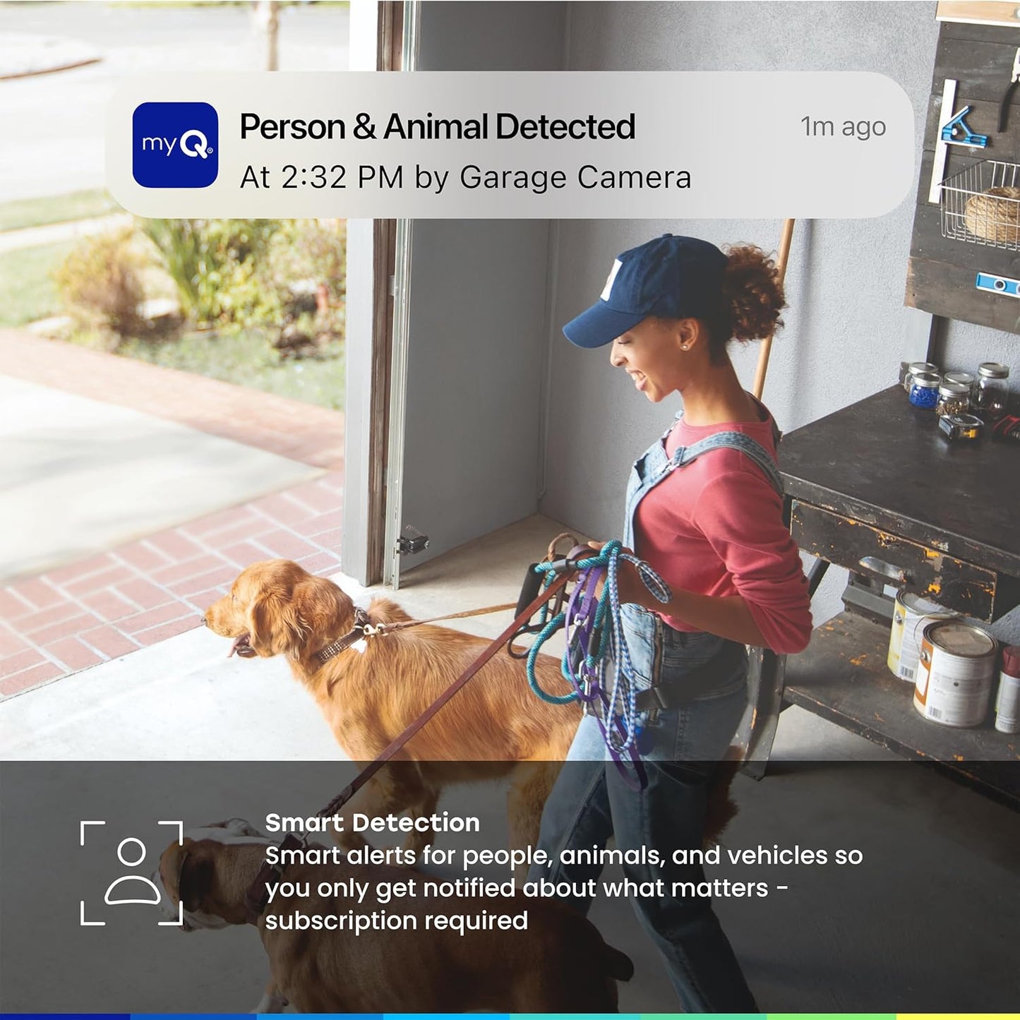 myQ Garage Plug-in Camera Gen 2 – 2K Smart Wi-Fi Garage Camera with Night Vision, Wide-Angle Lens, 2-Way Audio, Magnetic Base & Motion Alerts, App Control – Compatible with Your Garage Door Opener