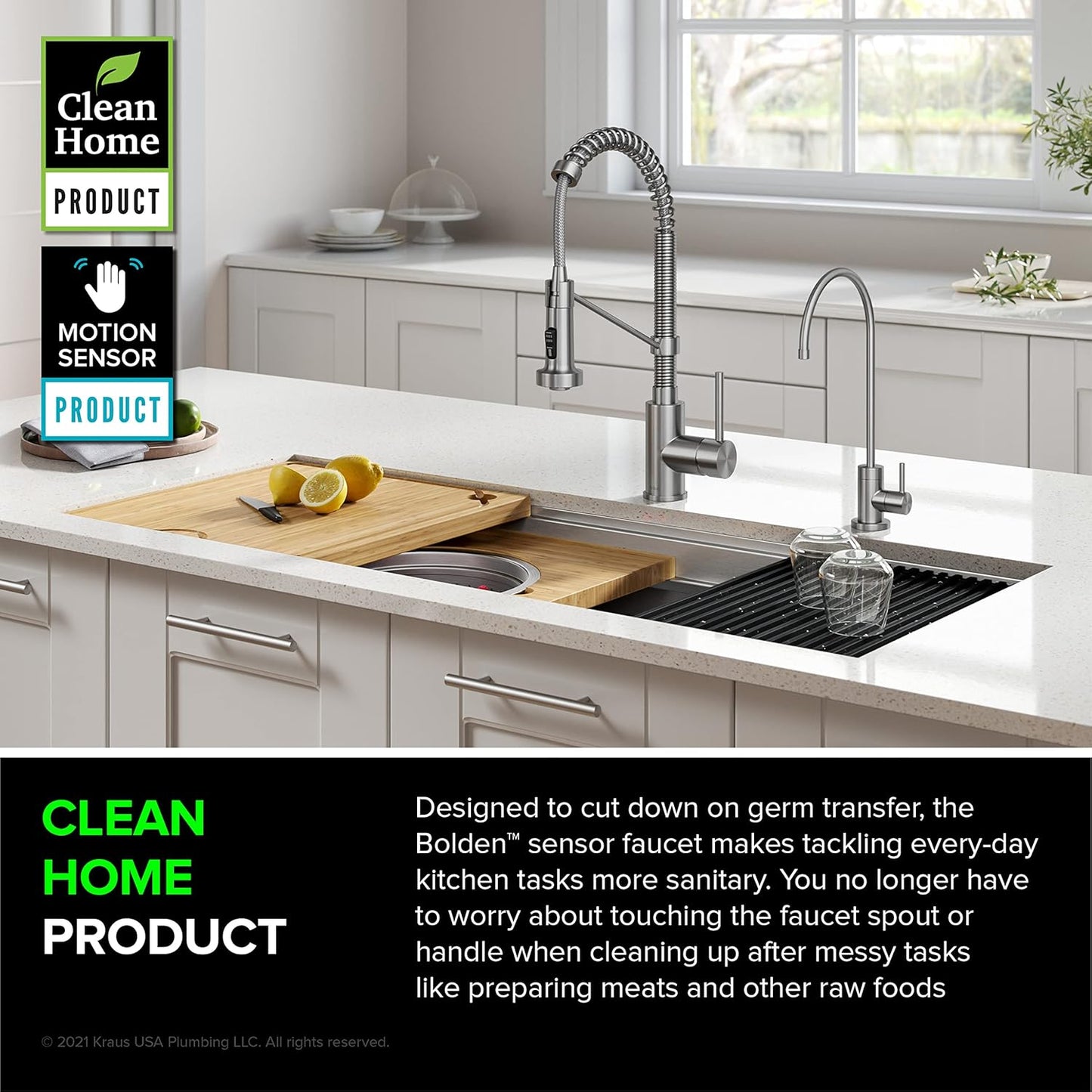 KRAUS Bolden Touchless Sensor Commercial Style 2-Function Single Handle Pull Down Kitchen Faucet in Spot-Free Stainless Steel, KSF-1610SFS