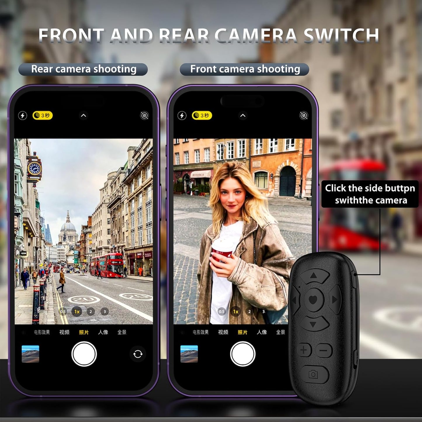 TikTok Scrolling Remote Control for iPhone and Android Smartphones, Bluetooth Page Turner for Kindle App, Camera Photo and Video Clicker for iPhone, and Samsung Neck Strap Included.(Black)